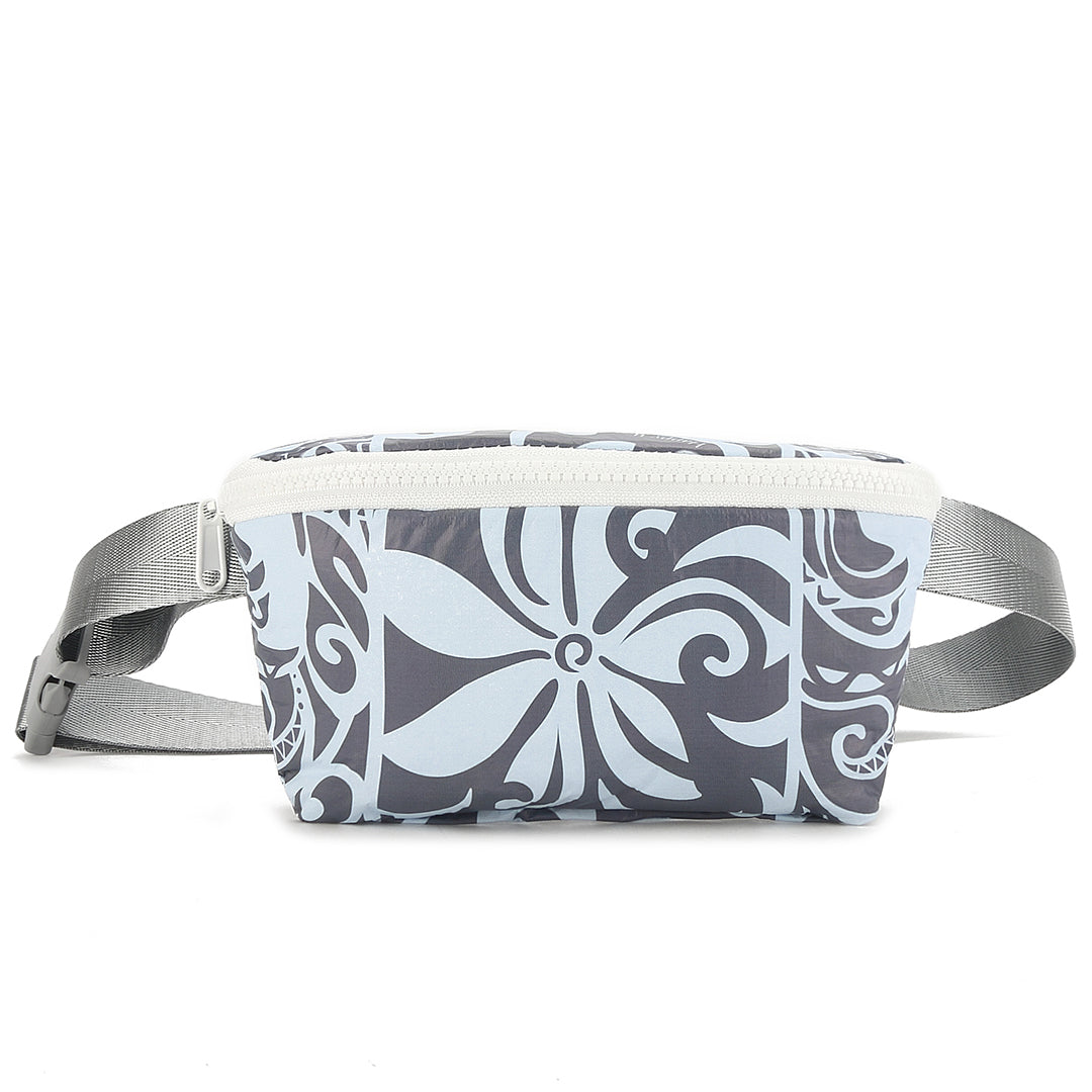 Trendy Fanny Pack Wai Wai Tapa Tiare in Teal - Perfect for Travel, Hiking, and Everyday Use