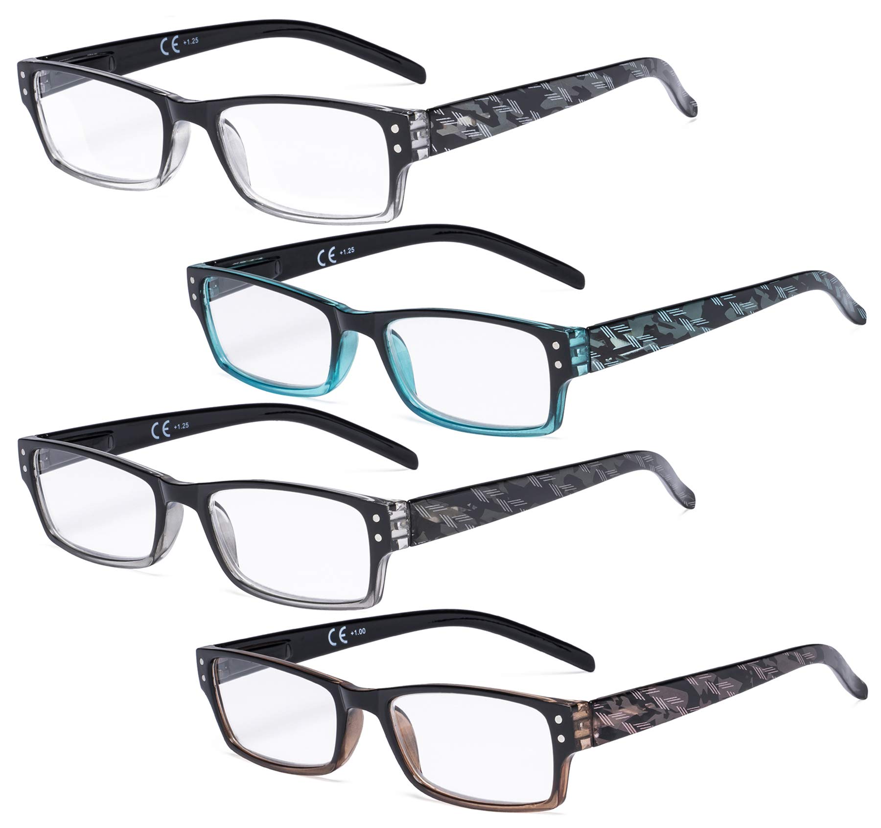 Eyekepper 4 Pack Fashion Spring Hinge Reading Glasses +0.50 for Women - Lightweight Comfortable Readers with Durable Frame - Perfect for Reading, Computer Use, and Daily Activities