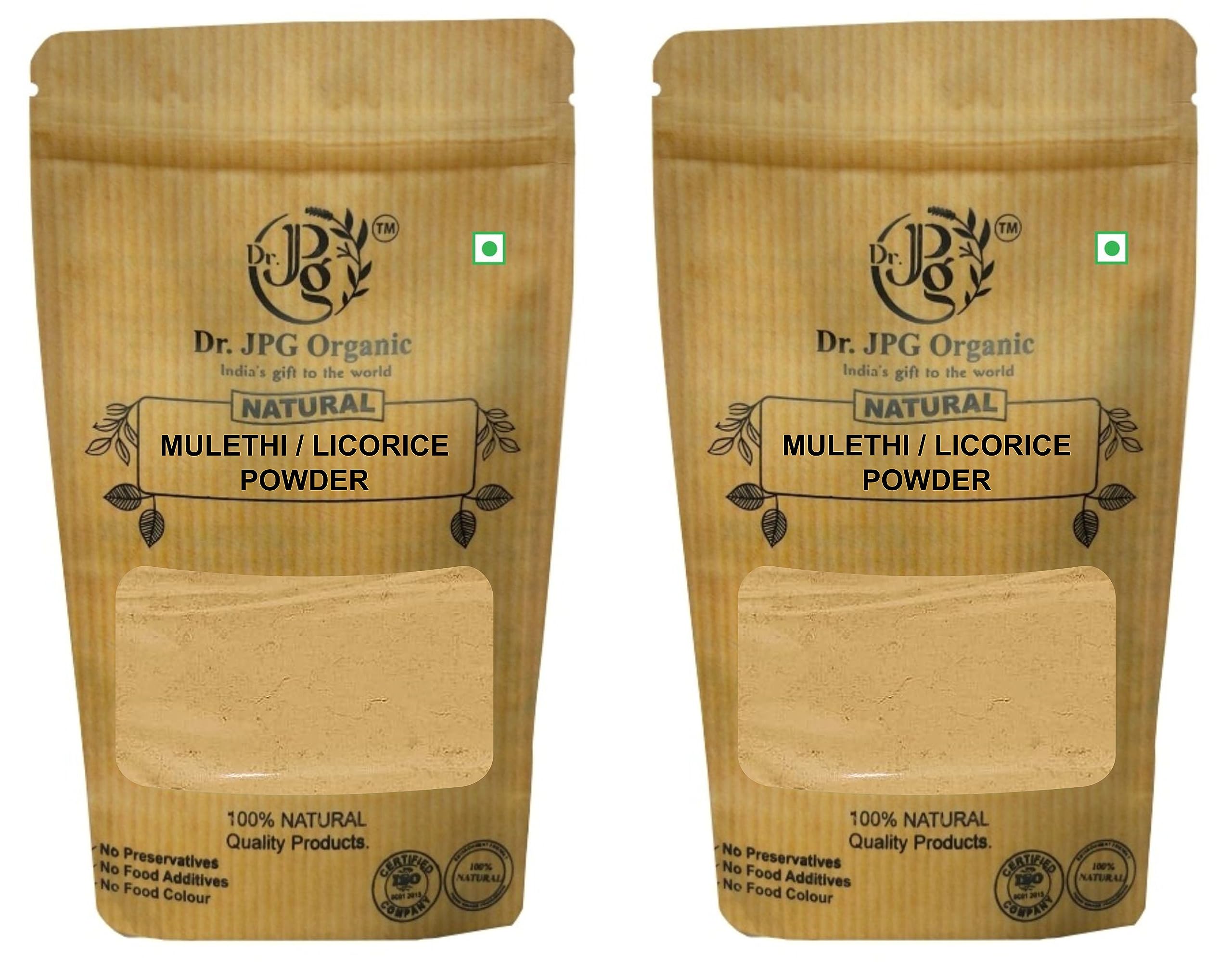 Dr. JPG Natural Mulethi Powder (Licorice Root/Yashimadhu/Glycyrrhiza Glabra) - 200g for Glowing Skin, Hair Care & Body Wellness | ISO & FSSAI Certified | Pack of 2 | Perfect for DIY Face Masks, Herbal Remedies & Ayurvedic Treatments
