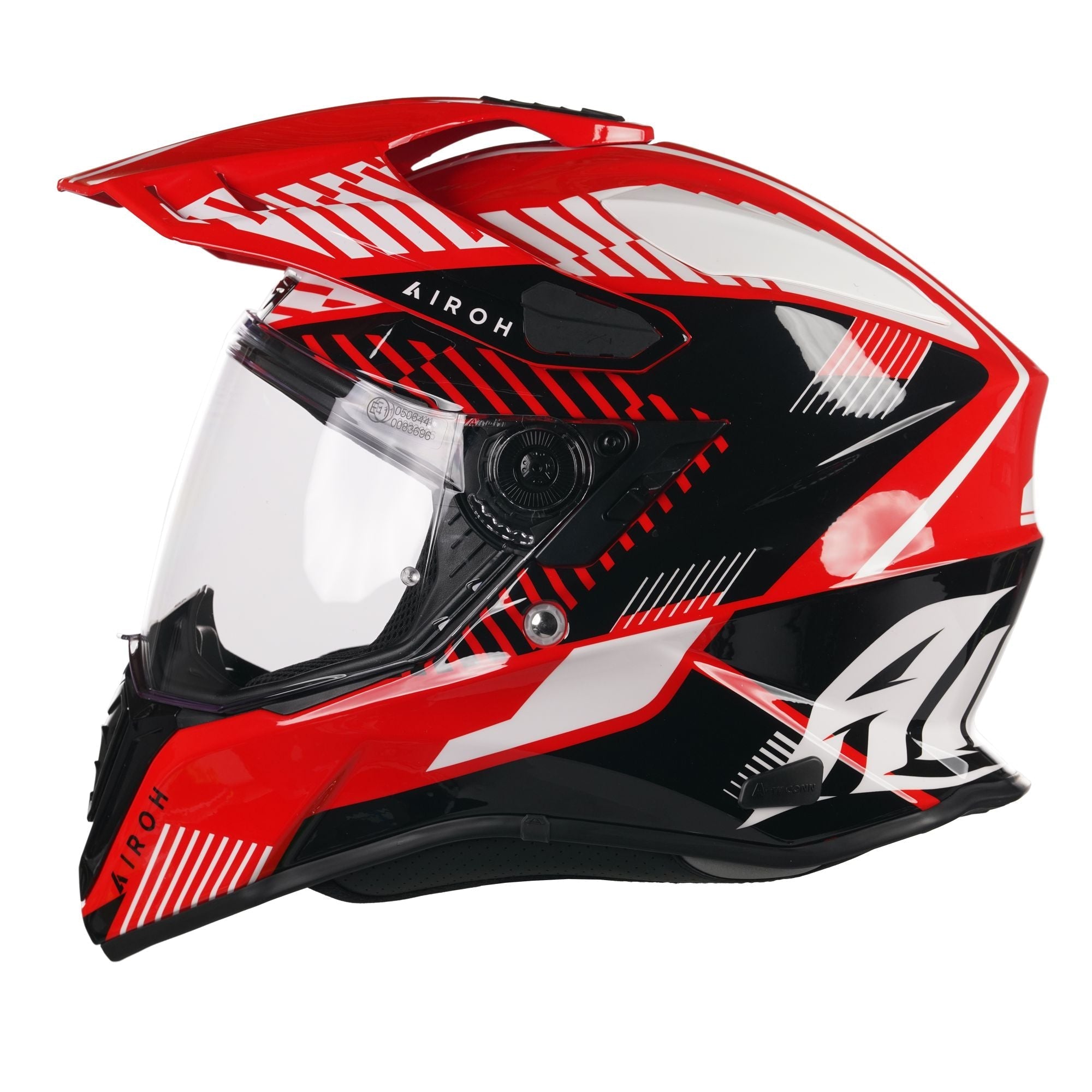 Airoh Commander Adventure Gloss Boost Red Motorcycle Helmet - Lightweight DOT Certified Full Face Helmet for Street & Off-Road Biking - Perfect for Adventure Touring & Long-Distance Riding