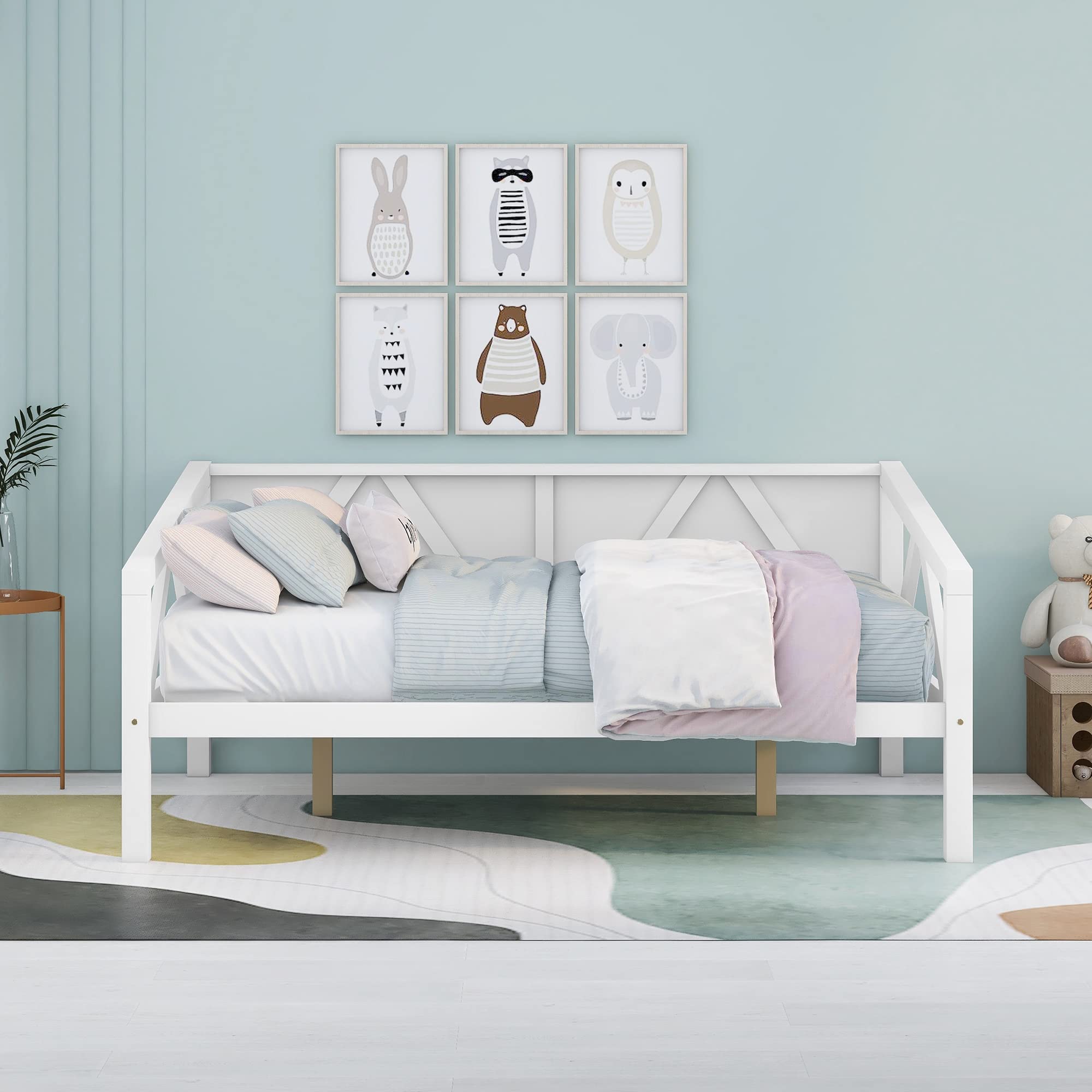 Harper & Bright Designs Solid Wood Full Size Daybed - Multifunctional Sofa Bed with Wood Slat Support, White Full Bed Frame for Bedroom & Living Room | Perfect for Guest Rooms, Small Spaces & Home Offices