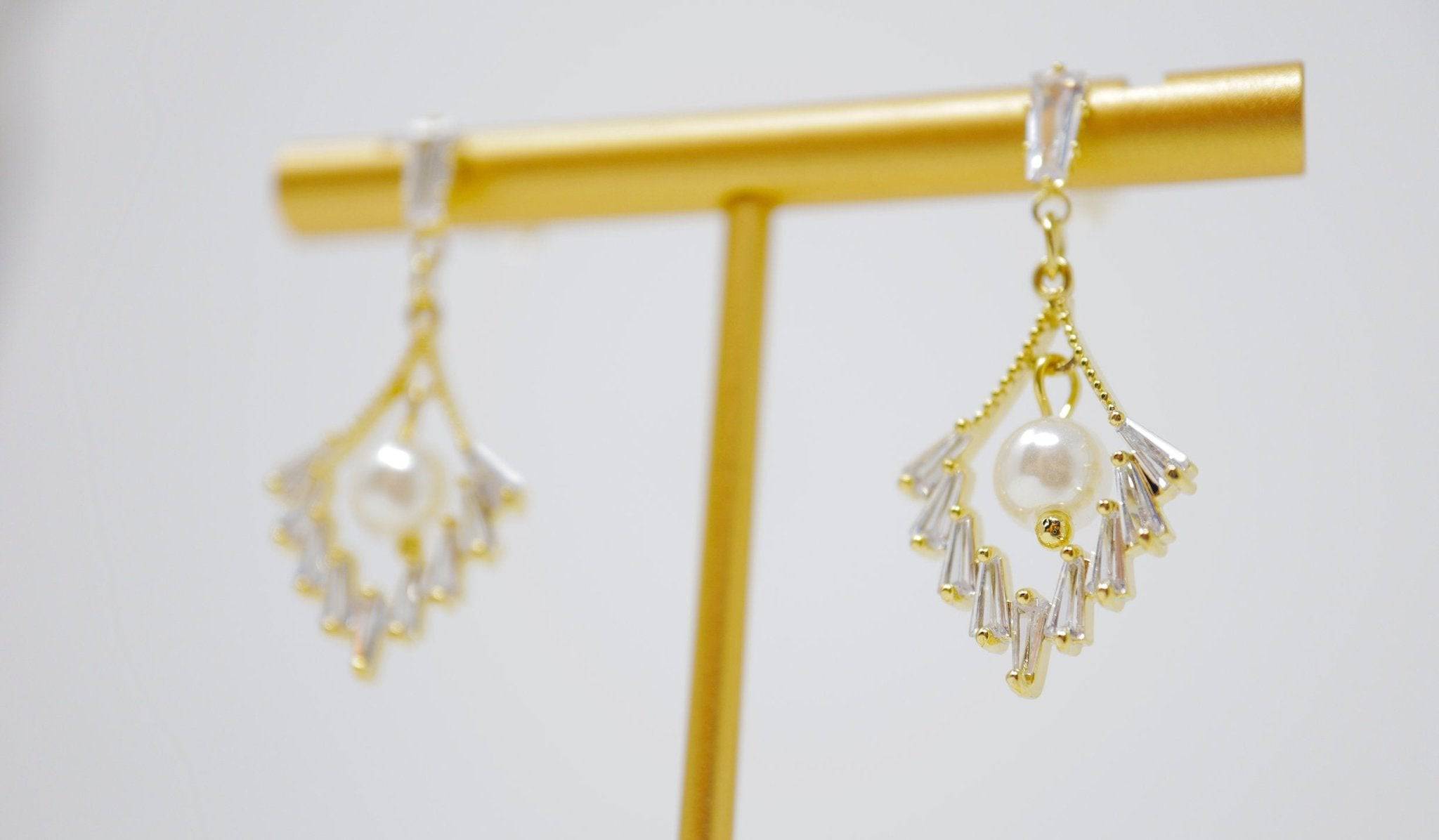 14K Real Gold Cubic Zirconia Drop Earrings - Elegant Bridal Jewelry for Weddings, Parties & Special Occasions | Minimalist Crystal & Diamond Statement Earrings for Women