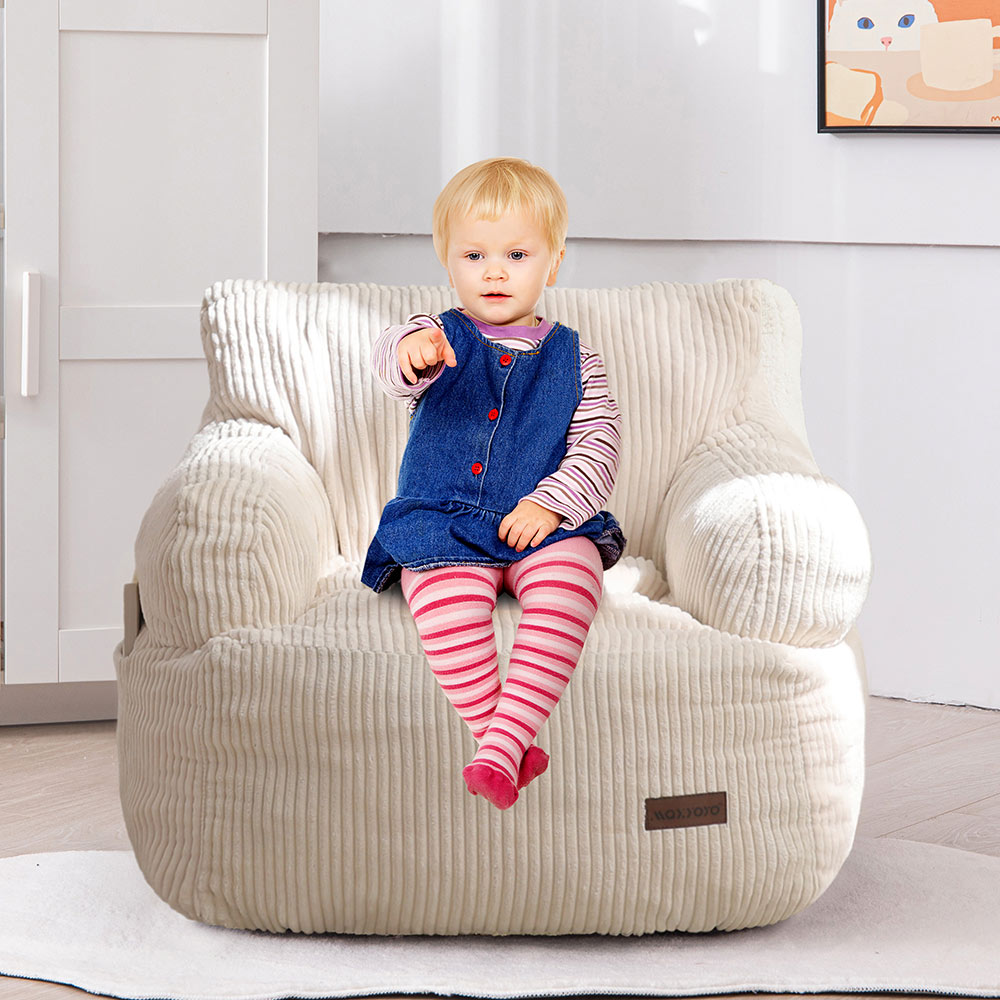 MAXYOYO Kids Bean Bag Chair - Soft & Comfy Toddler Bean Bag Sofa with Filler for Boys & Girls, Beige - Perfect for Playrooms, Bedrooms & Reading Nooks