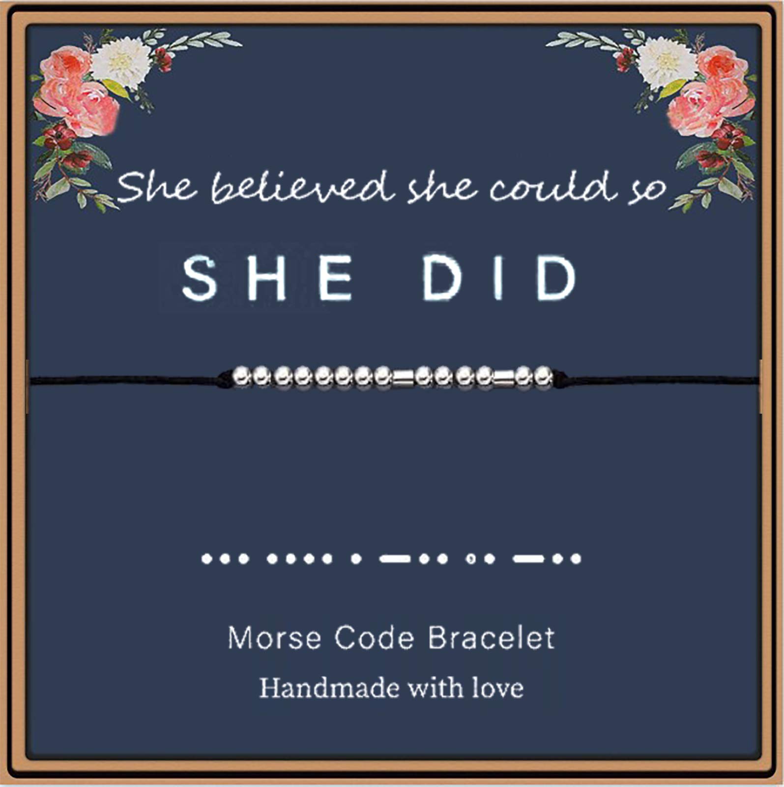 Morse Code Bracelet for Women - Inspirational Jewelry Gift for Her, Best Friend, Birthday, Graduation - Perfect for Daily Wear, Special Occasions & Meaningful Gifts