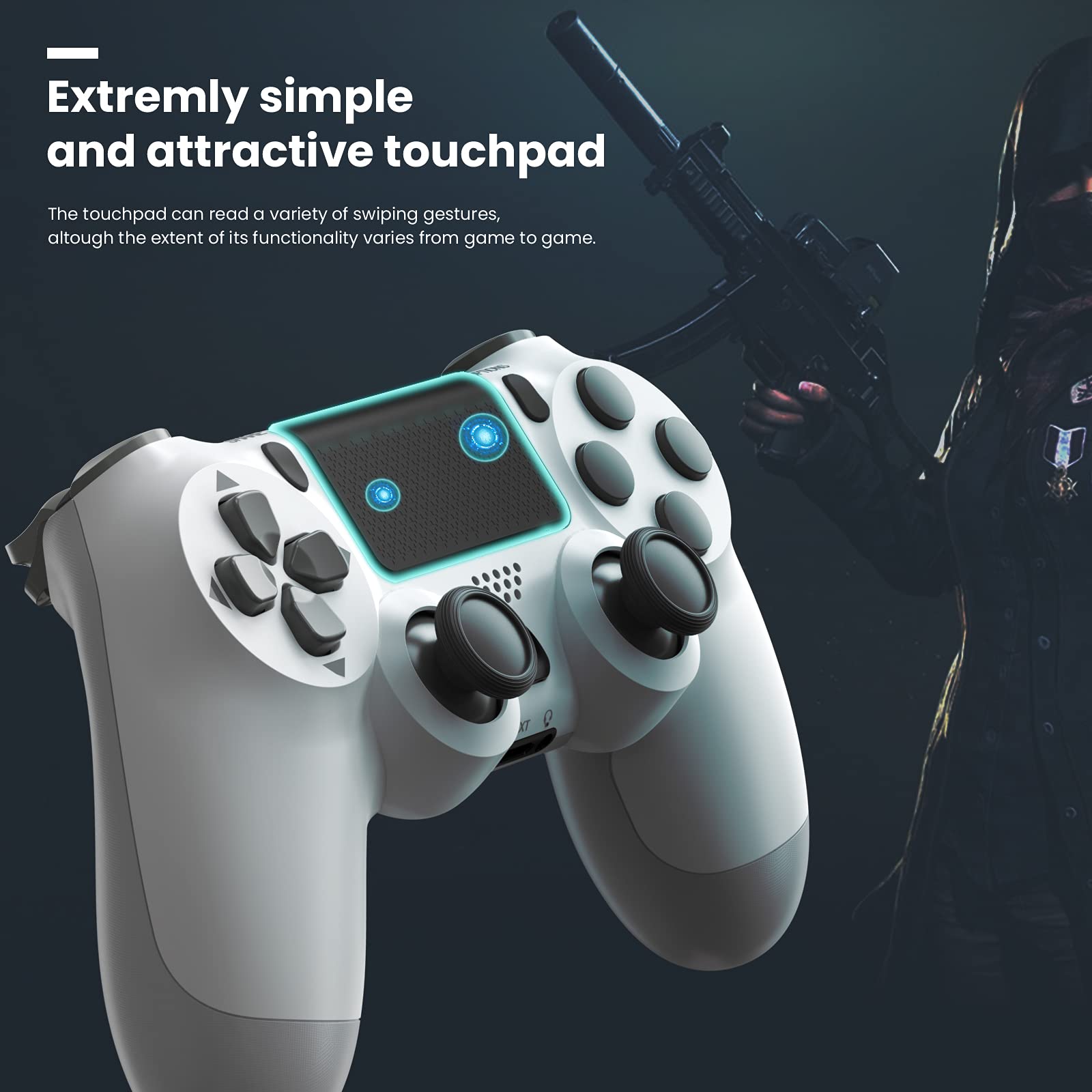 YCCSKY Wireless PS4 Controller with Dual Vibration, Audio, Touchpad & 6-Axis Gyroscope - Compatible with PS4/PS4 Pro/PS4 Slim/PC - Perfect for Gaming, Streaming & Multiplayer Sessions