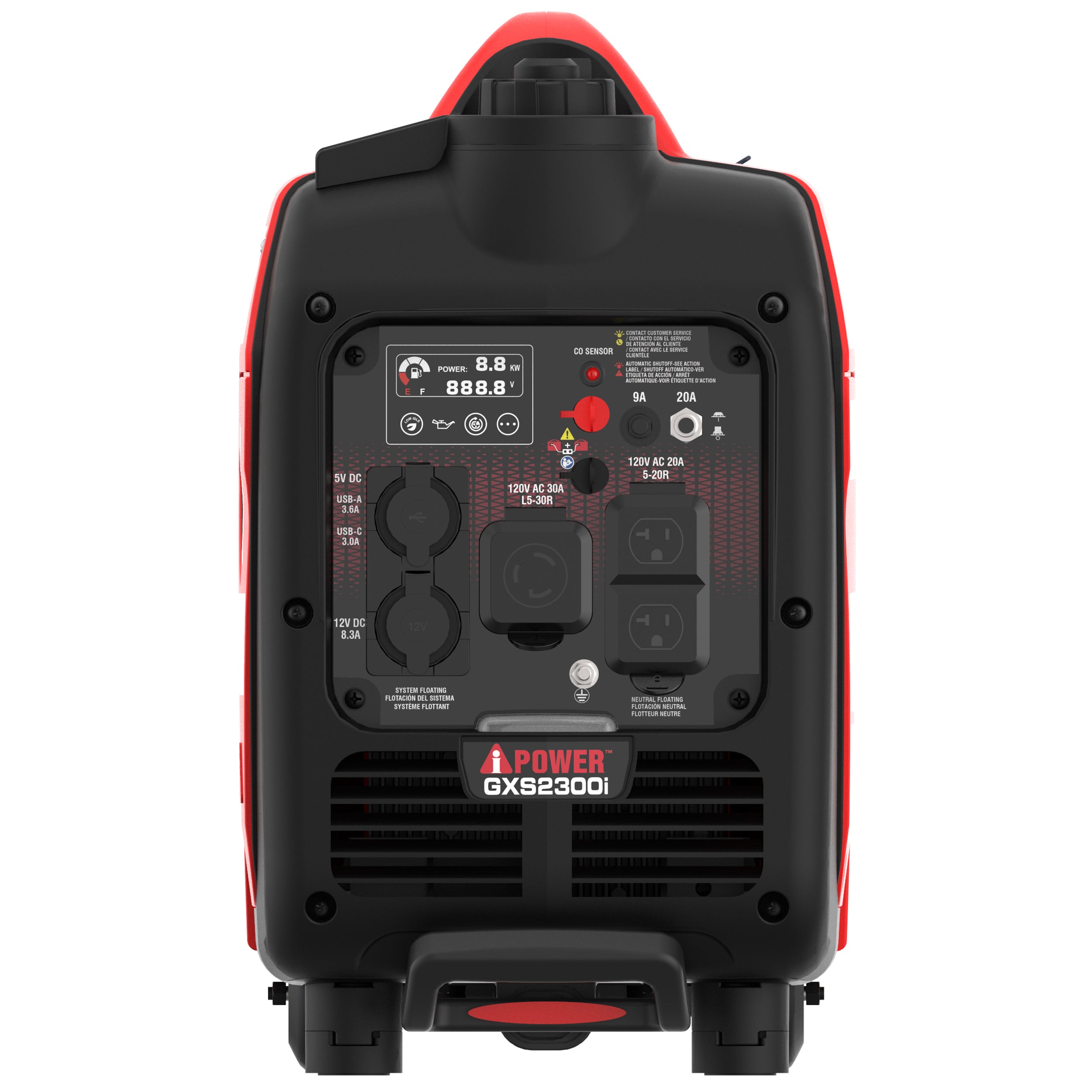 iPower GXS2300i 1800W/2300W Portable Inverter Generator - Gas Powered, Low THD, CO Alert - Perfect for Camping, RV Trips & Emergency Power Backup