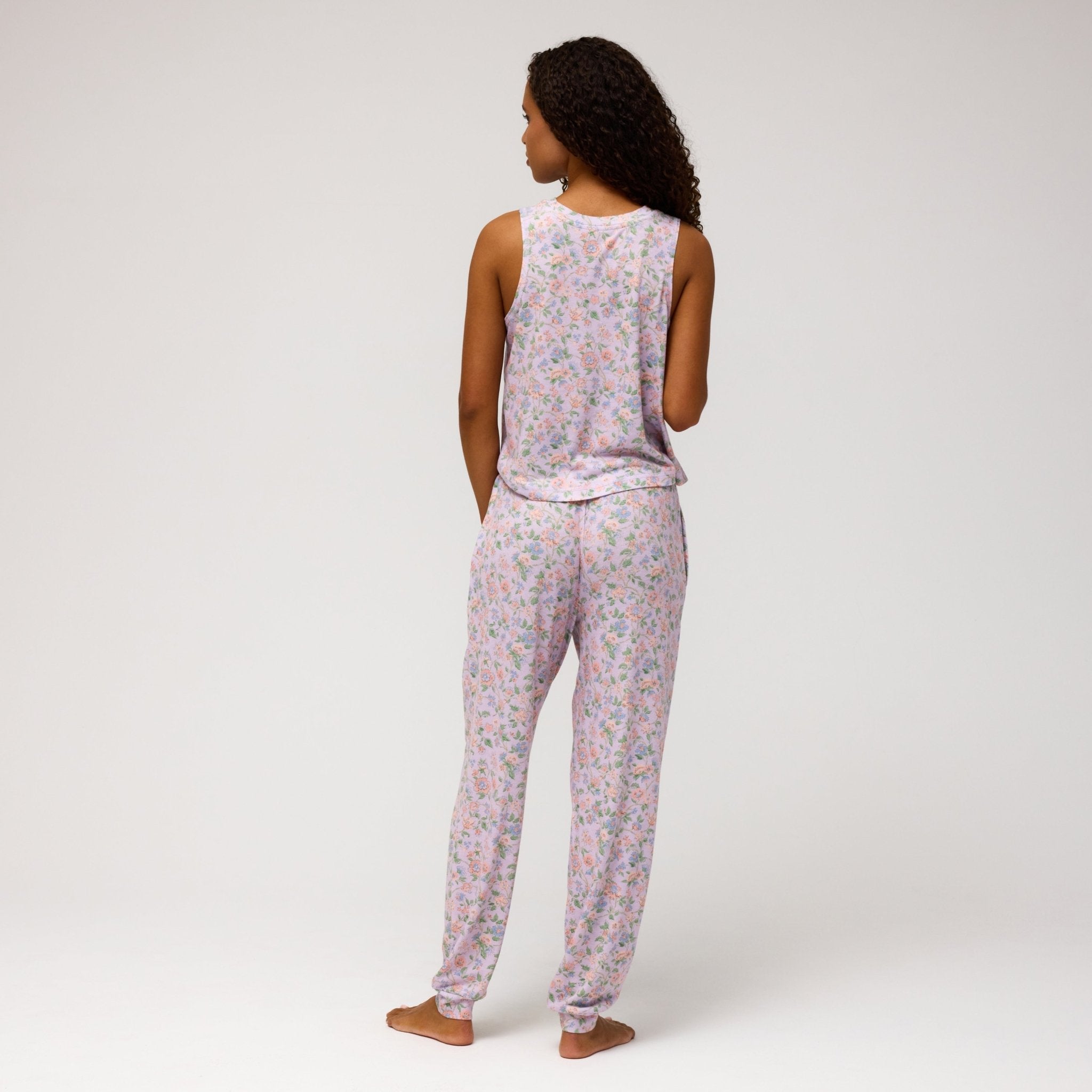 Star Seeker Women's Floral Print Tank Top & Pants Set - Breathable Yoga Outfit for Summer Workouts, Beach Cover-Up & Lounge Wear