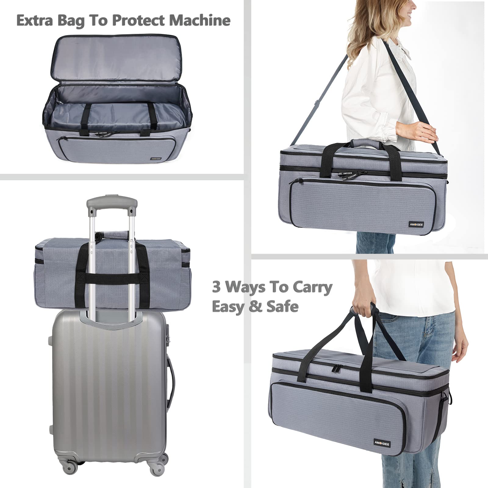 AMOIGEE Double-Layer Carrying Case with Dust Cover for Cricut Maker 3/4, Explore Air 2/3/4 - Portable Storage Organizer for Cricut Machines, Tools & Accessories - Perfect for Crafting, Travel & Home Organization
