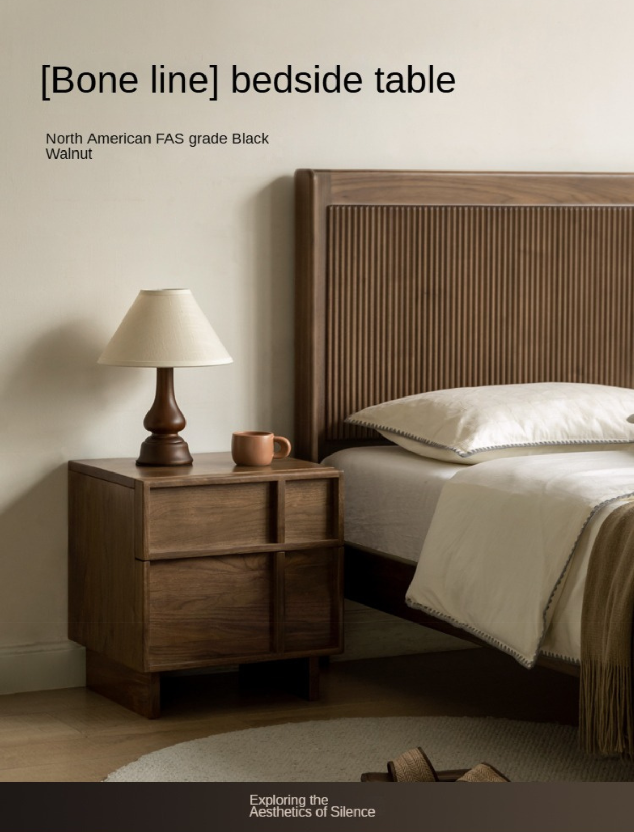 Solid Black Walnut Wood Nightstand with Drawer - Caluswood Bedside Table for Bedroom Storage | Perfect for Small Spaces, Apartment Living & Modern Home Decor