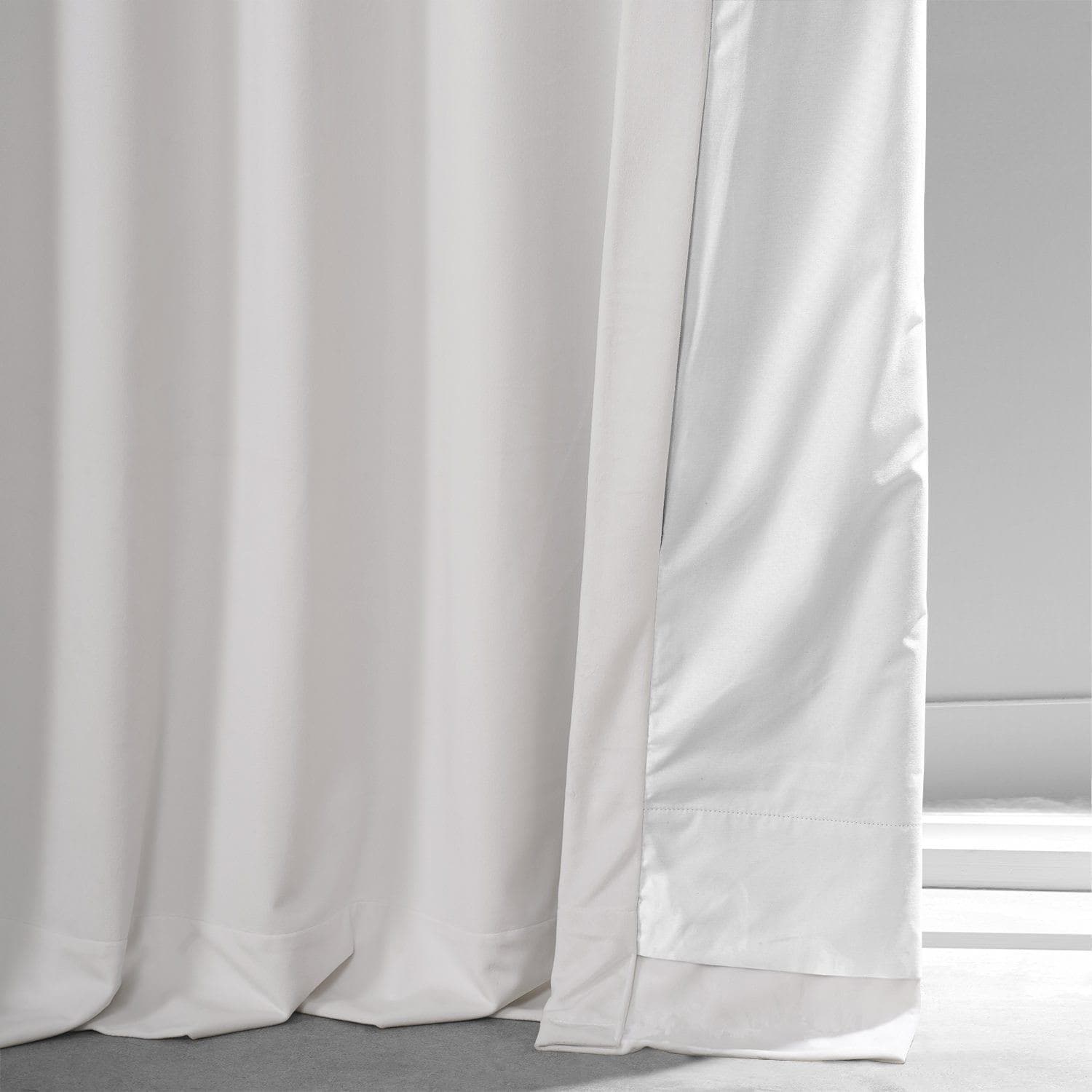 Luxury Misty White Signature Plush Velvet Blackout Curtains for Bedroom & Hotel - Noise Reducing, Thermal Insulated, Room Darkening Drapes for Better Sleep