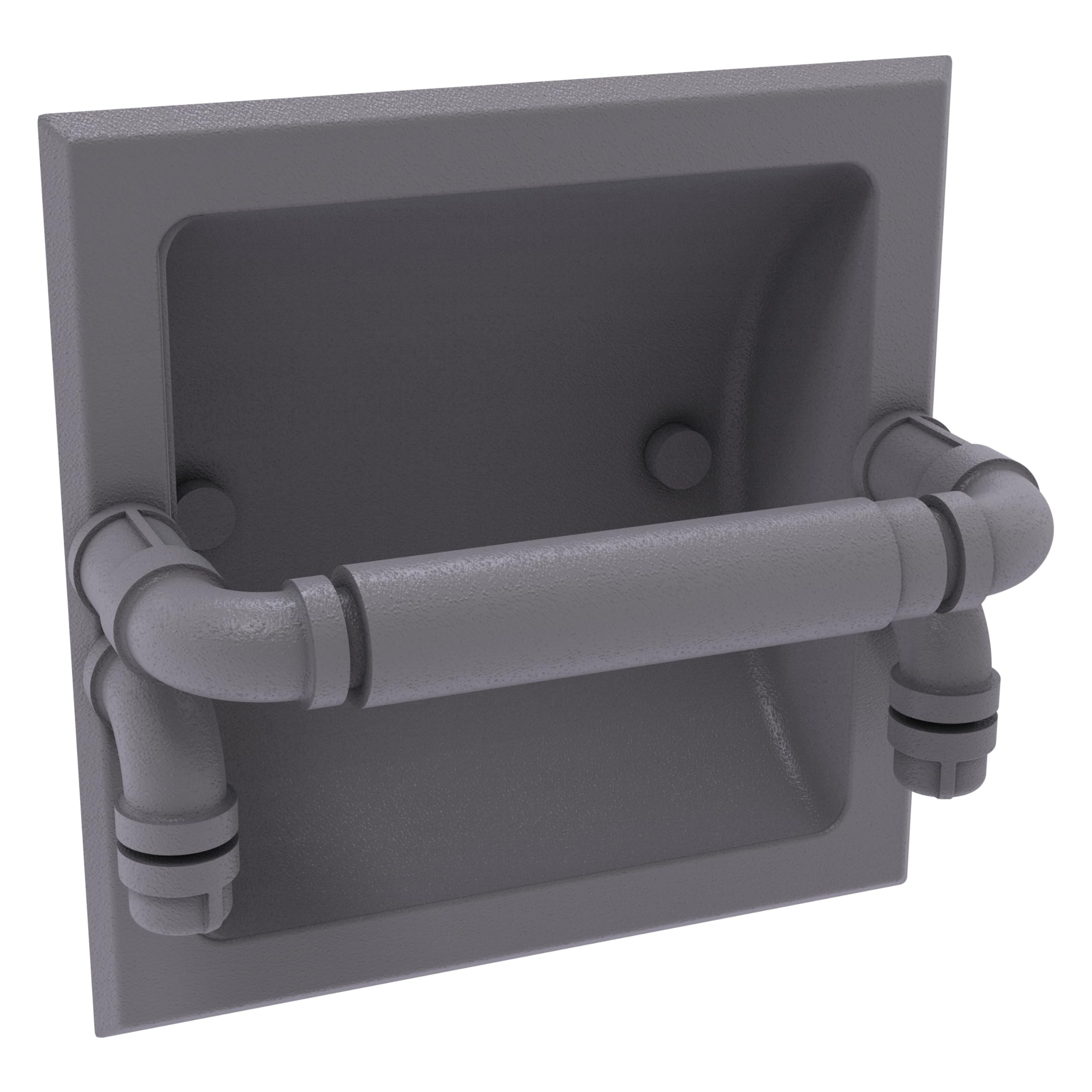 Allied Brass P-190-RTP Recessed Toilet Paper Holder - Matte Gray Finish | Modern Bathroom Accessory for Space Saving & Stylish Design | Perfect for Small Bathrooms, Powder Rooms & Luxury Homes