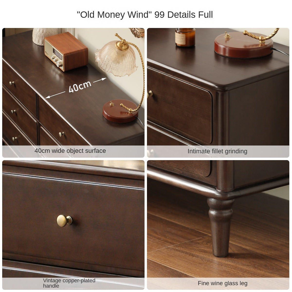 Vintage American Style Solid Poplar Wood Dresser - 5-Drawer Chest for Bedroom, Living Room & Home Office Storage