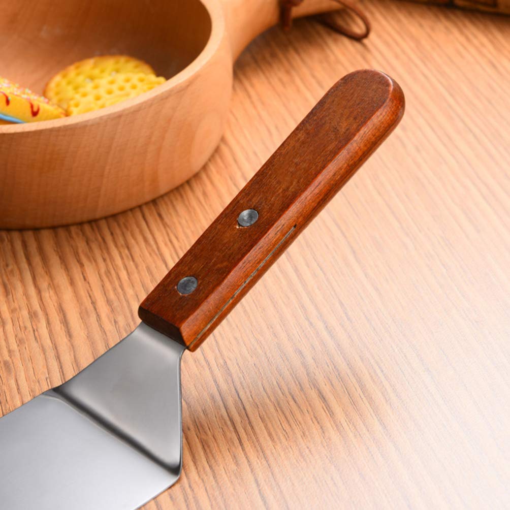 Stainless Steel Pizza Peel with Wooden Handle - Professional Pizza Shovel, Cake Server & Griddle Scraper for Baking, Grilling & Kitchen Use - Ideal for Pies, Brownies & Flatbreads