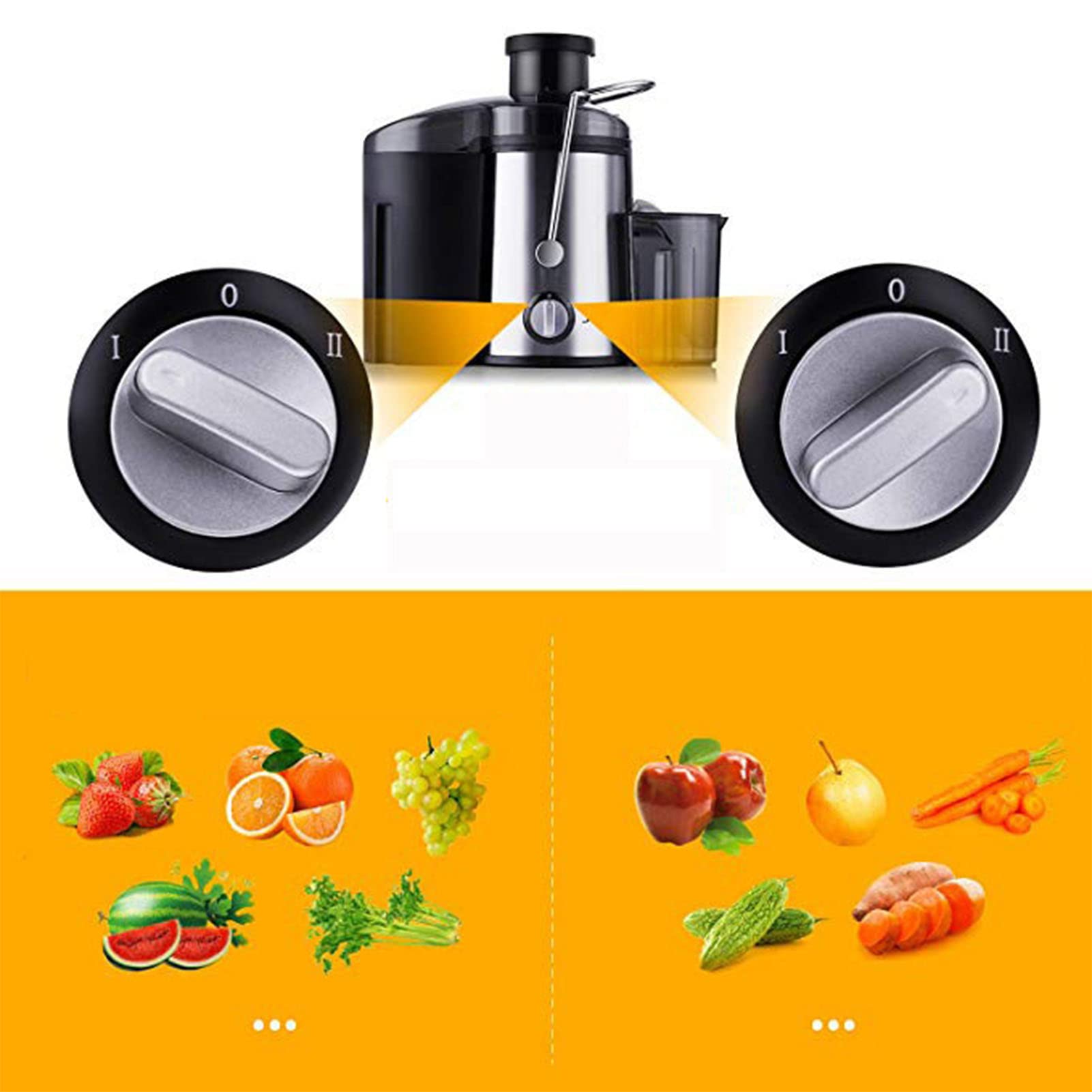 800W High-Power Juicer Machine - Stainless Steel Big Mouth Electric Juicer Extractor - No Pomace Fiber Residue - Easy to Disassemble & Clean - Citrus Juicer for Fruits & Vegetables - Perfect for Healthy Smoothies, Detox Drinks & Family Breakfast