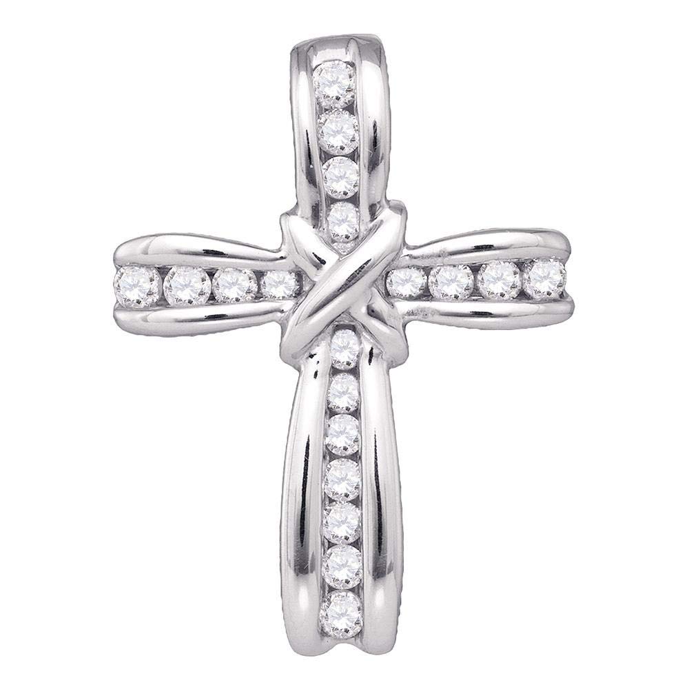 10K White Gold Women's Round Diamond Cross Pendant Necklace - 1/5 CTTW Elegant Religious Jewelry for Gifts, Baptism & Everyday Wear