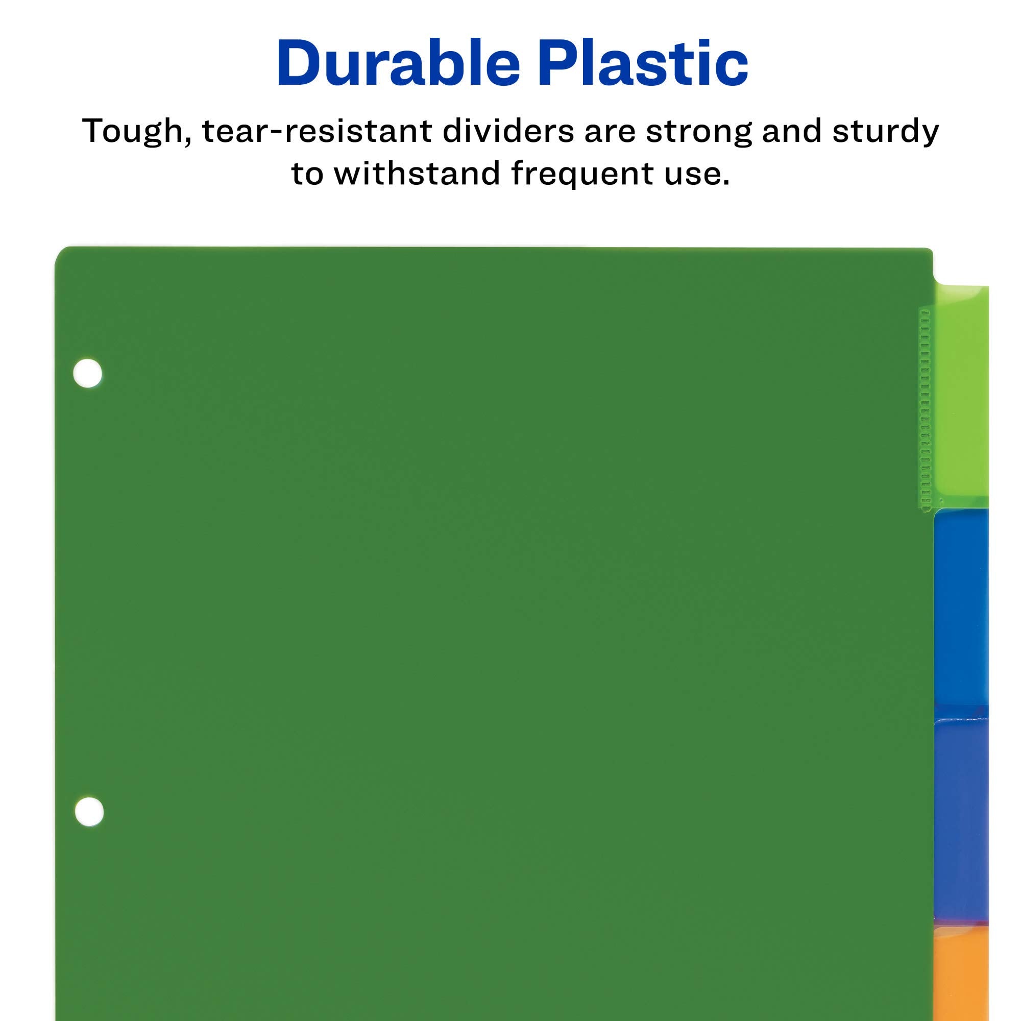 Avery 5-Tab Plastic Dividers for 3 Ring Binders, 24 Sets (11900) - Insertable Index Tabs for School, Office & Home Organization