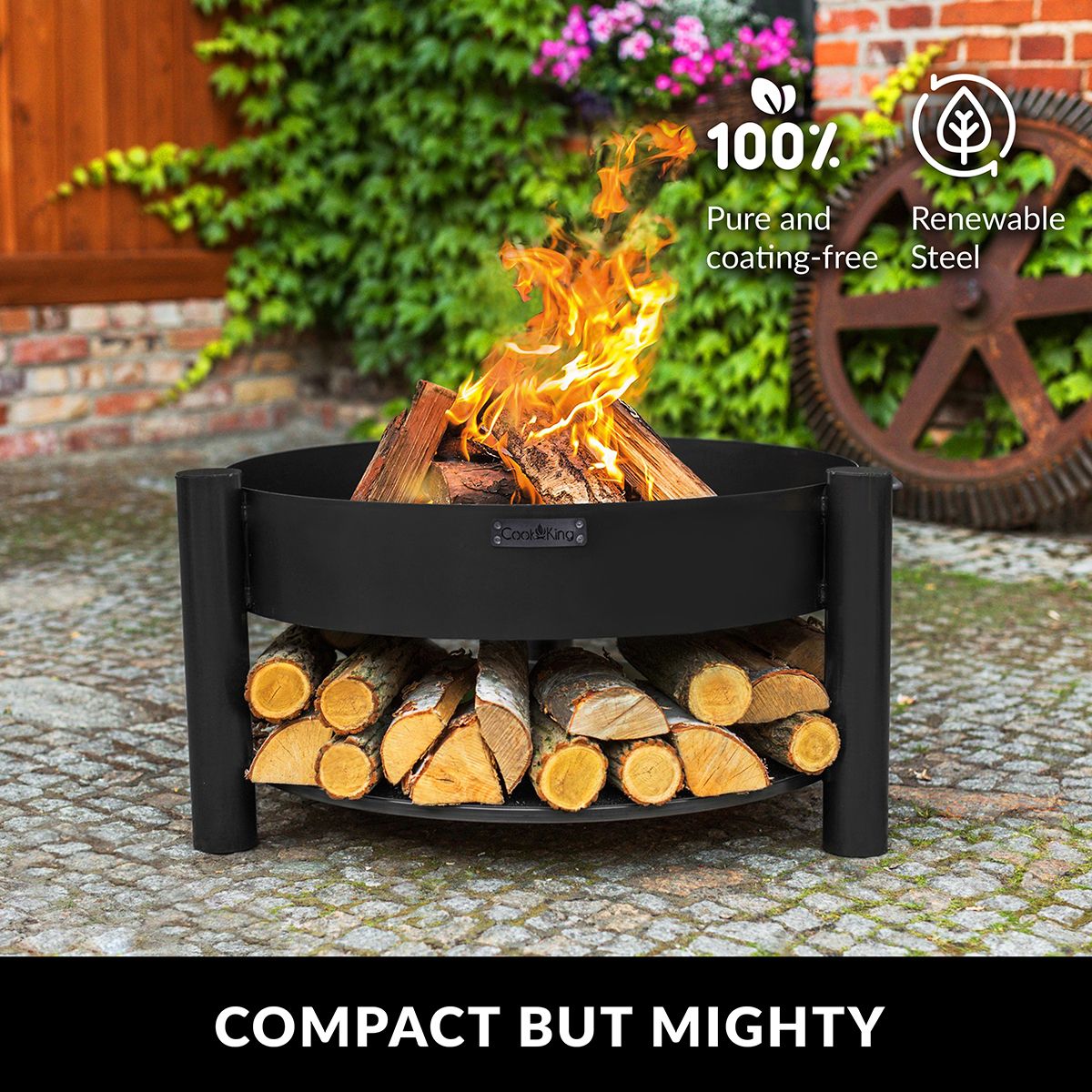 Montana 24 Inch Outdoor Fire Pit - Heavy Duty Steel Fire Bowl for Backyard, Patio, Camping & Garden - Perfect for Bonfires, Roasting Marshmallows & Outdoor Gatherings