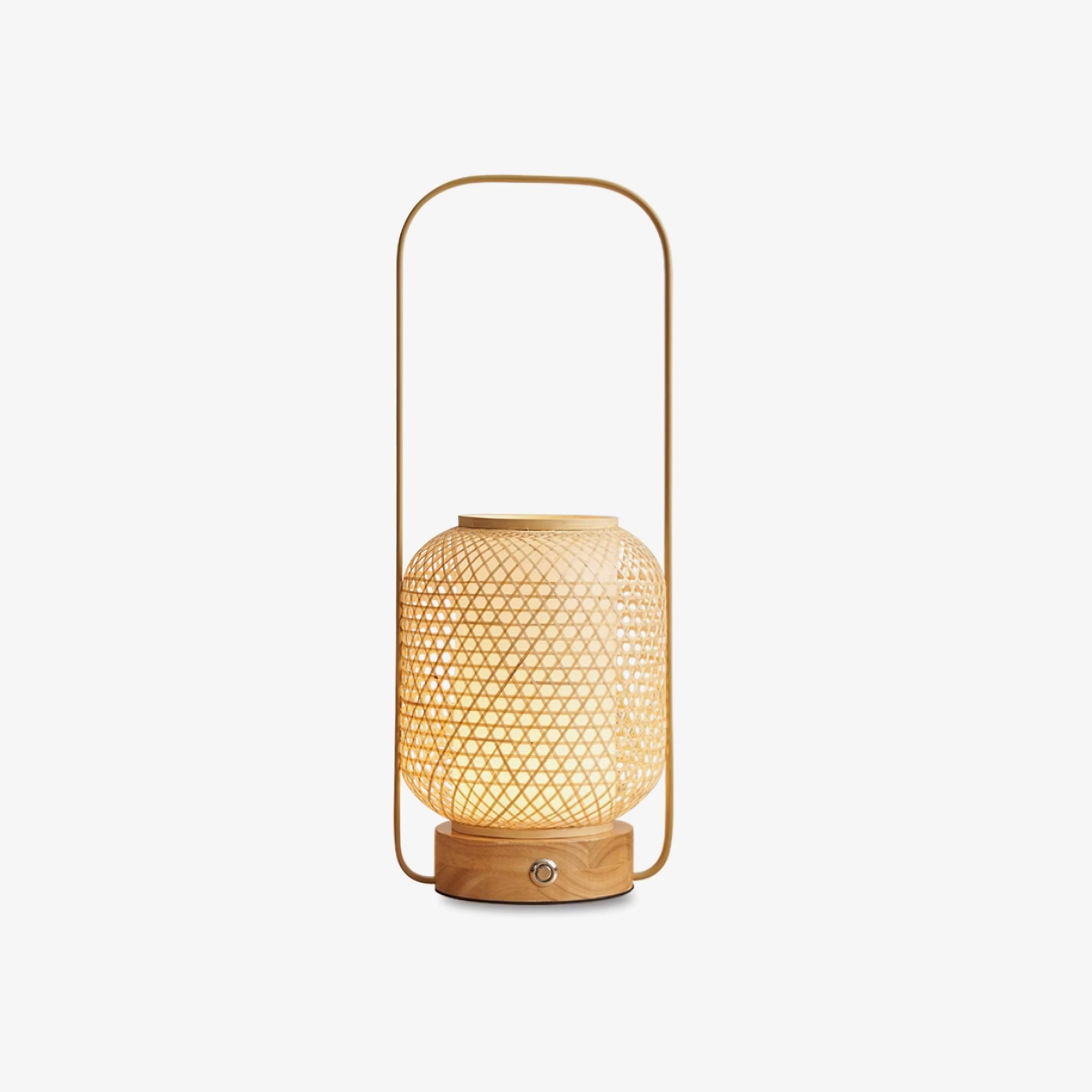Eco-Friendly Bamboo Lantern Table Lamp - Handmade Natural Wood Night Light for Bedroom, Living Room & Outdoor Decor - Perfect for Relaxation, Meditation & Cozy Ambiance
