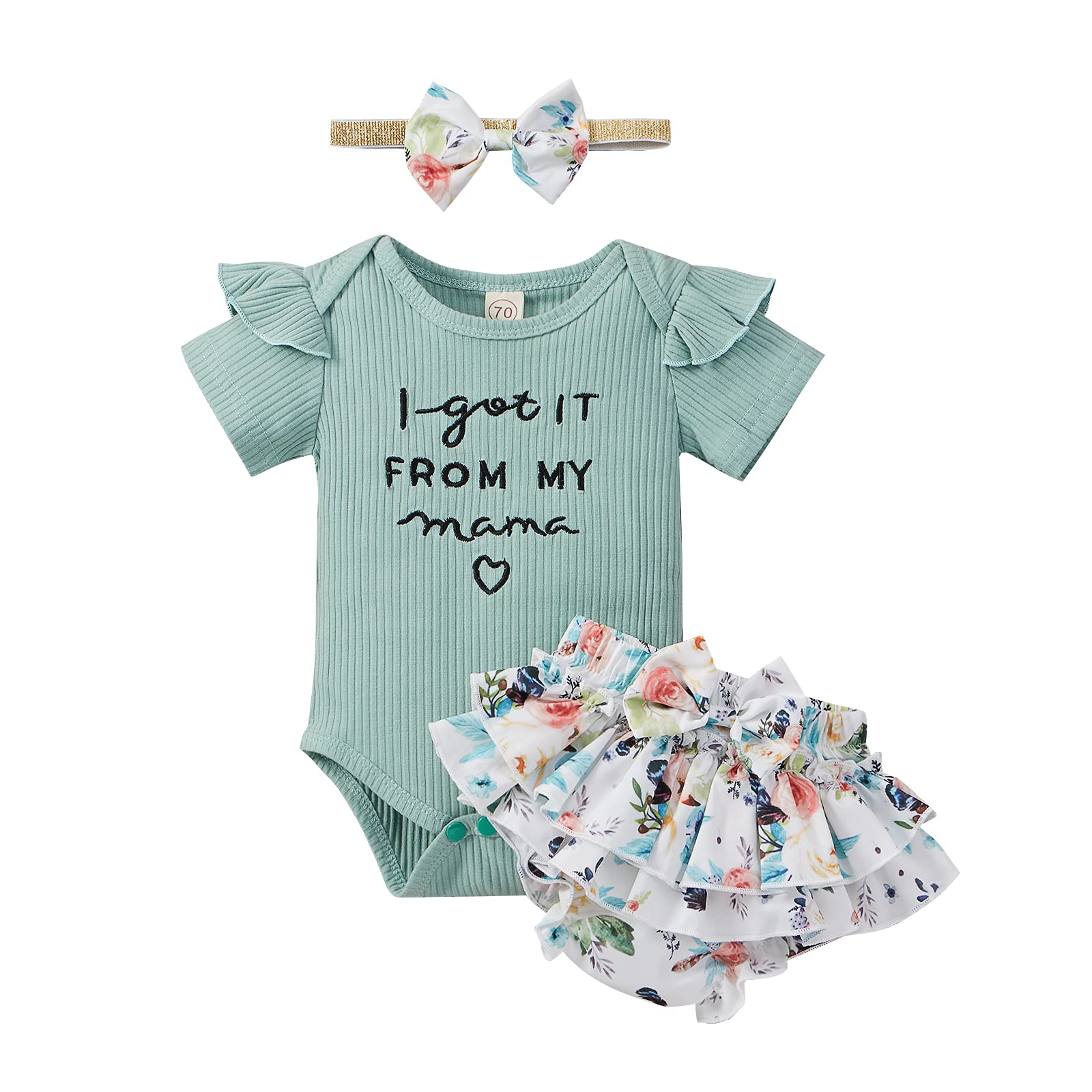 Yccutest Newborn Baby Girl Clothes - Cute Summer Outfits Set with Short Sleeve Romper, Floral Shorts & Bow Headband - Perfect for Playdates, Beach Trips & Photo Shoots