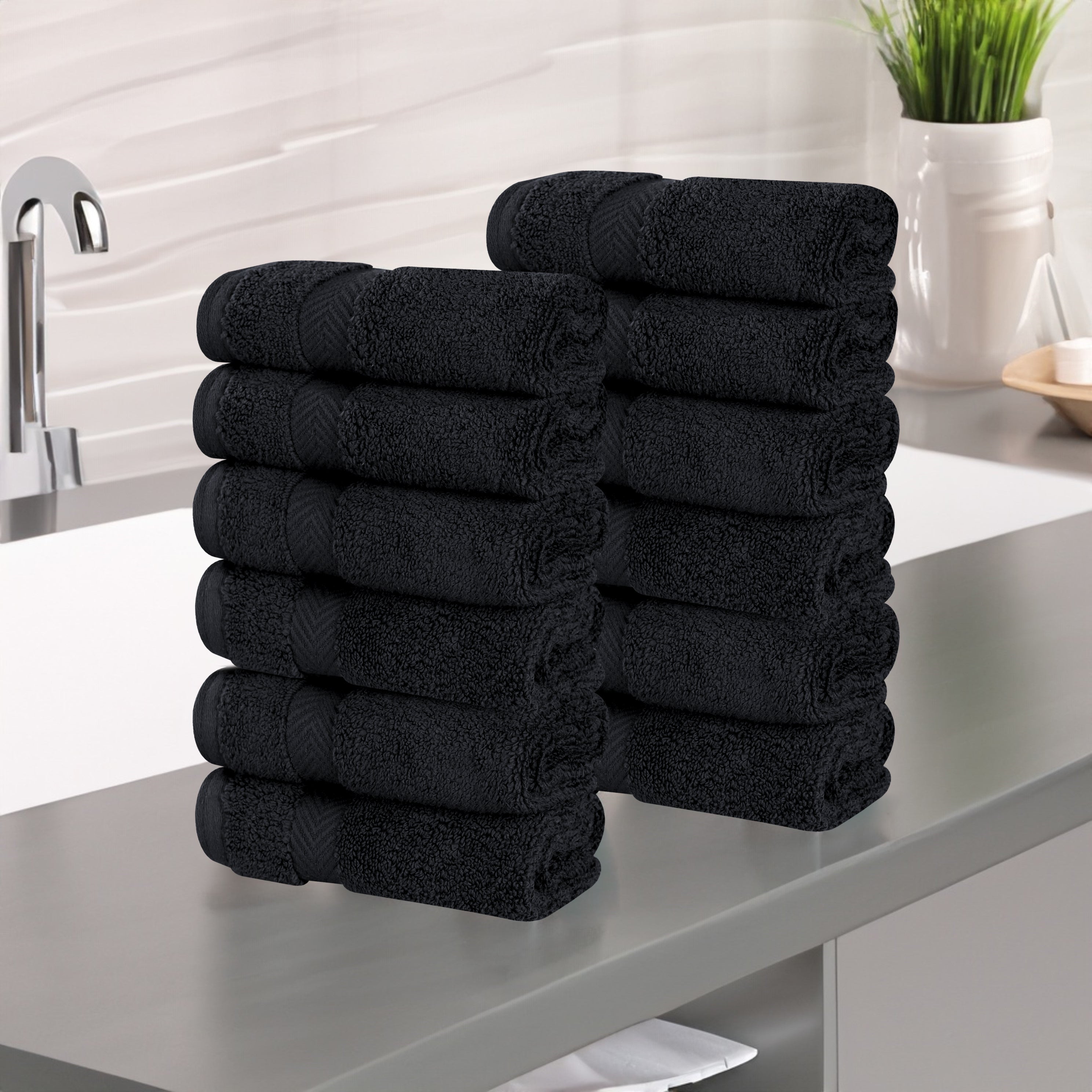 12-Pack Zero Twist Cotton Ultra Soft Face Towels & Washcloths | Gentle for Sensitive Skin | Perfect for Spa, Baby Care & Travel