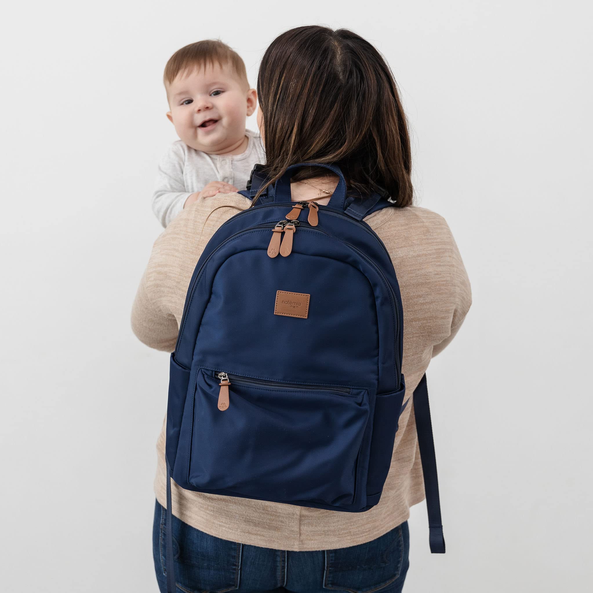 Natemia Waterproof Diaper Backpack - Large Baby Bag with Multiple Pockets, Stroller Straps & Portable Changing Pad - Perfect for Travel, Daycare & On-the-Go Parents