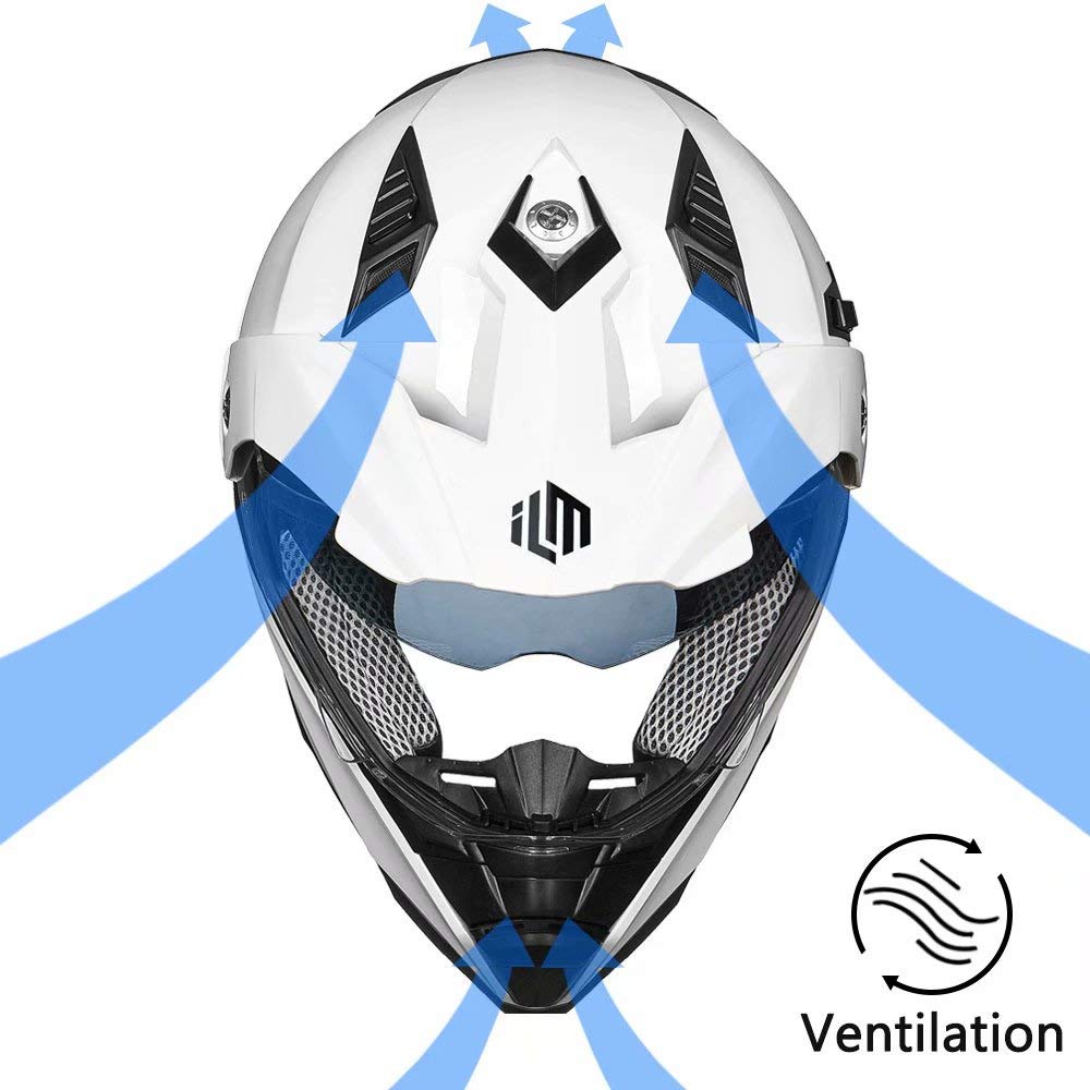 **ILM Off Road Motorcycle Helmet - DOT Certified Full Face Dual Sport Helmet with Sun Visor for Dirt Bike, ATV & Motocross (Model 606V) - Ideal for Trail Riding, Adventure Racing & Off-Road Excursions**