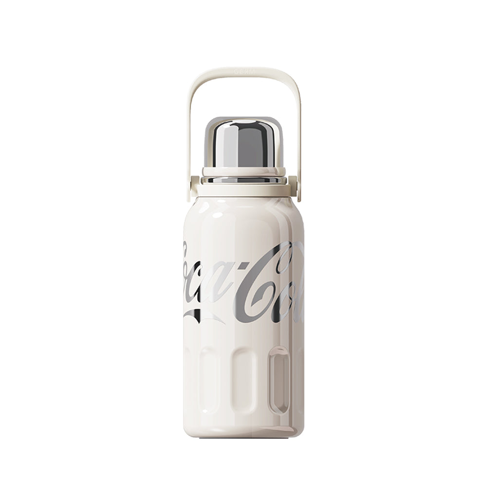 GERM x Coca Cola Stainless Steel Vacuum Insulated Water Bottle with Handle - 40oz (1200ml) White - Perfect for Travel, Gym, and Outdoor Activities