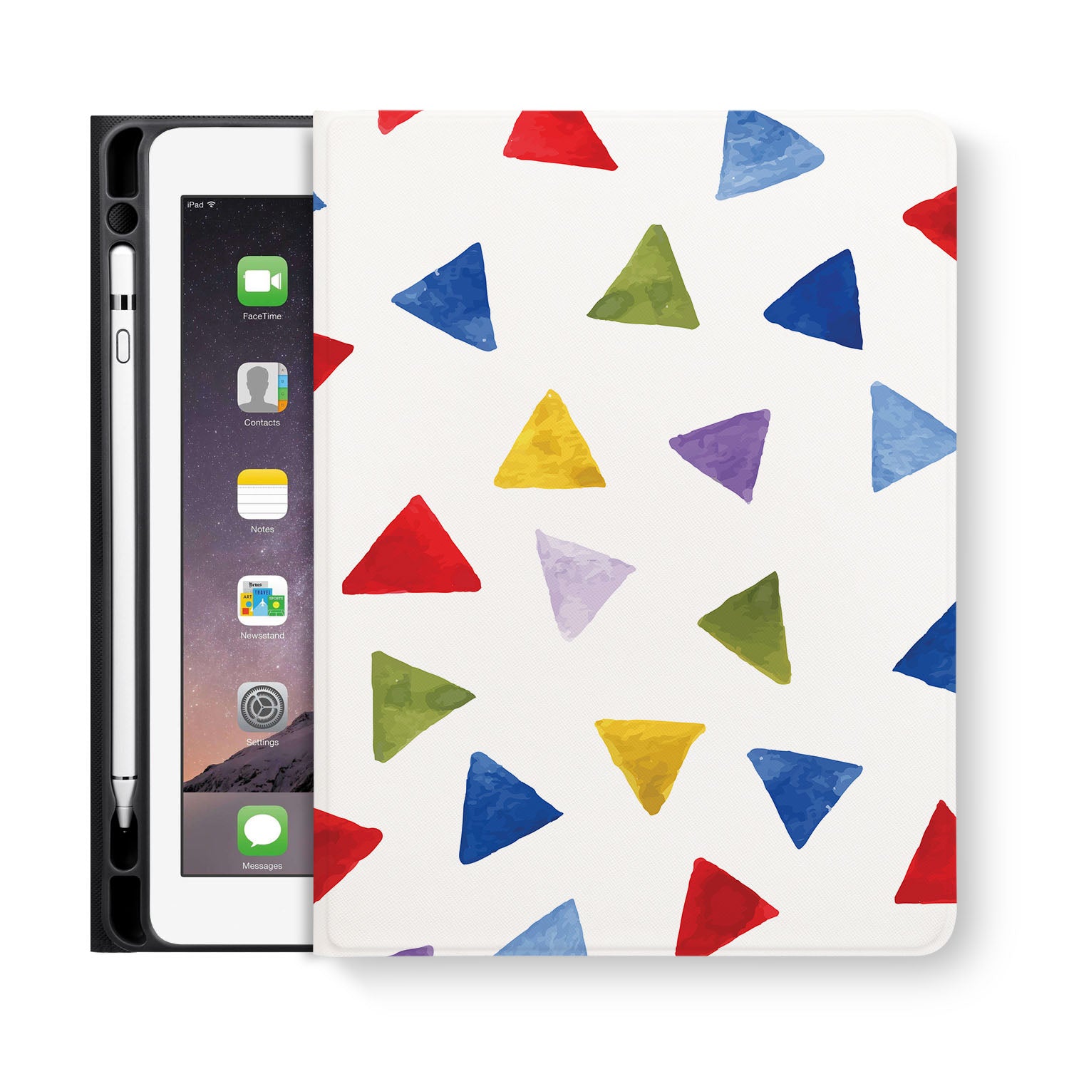 Stylish iPad Folio Case with Geometric Pattern - Slim Protective Cover for iPad Pro/Air/Mini - Perfect for Work, Travel & School