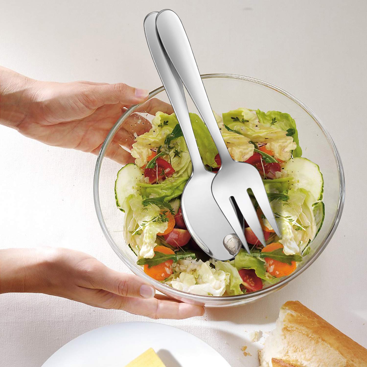 HaWare Heavy Duty 5-Piece Stainless Steel Serving Utensil Set - Mirror Polished Serving Spoon & Fork, Premium Flatware for Entertaining - Dishwasher Safe for Easy Cleaning - Perfect for Dinner Parties, BBQs & Catering Events