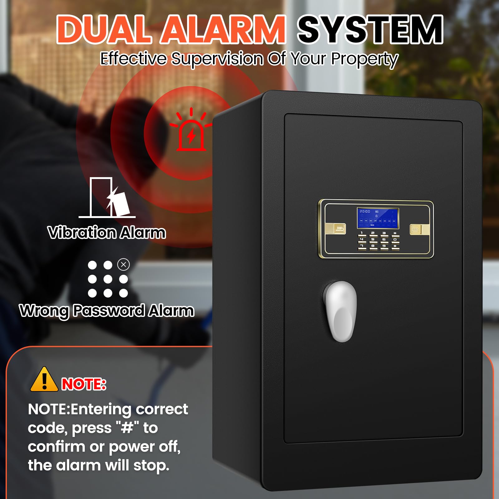 5.1 CuFt Extra Large Heavy Duty Fireproof Waterproof Safe Box with Double Key Lock & Separate Lock Box - Anti-Theft Security Safe for Home, Office, Hotel - Perfect for Documents, Jewelry & Valuables (27.6