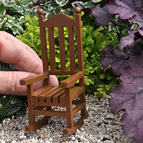 Miniature Wooden Rocking Chair for Fairy Gardens & Dollhouses - Perfect for Tiny Decor, Mini Scenes & DIY Craft Projects