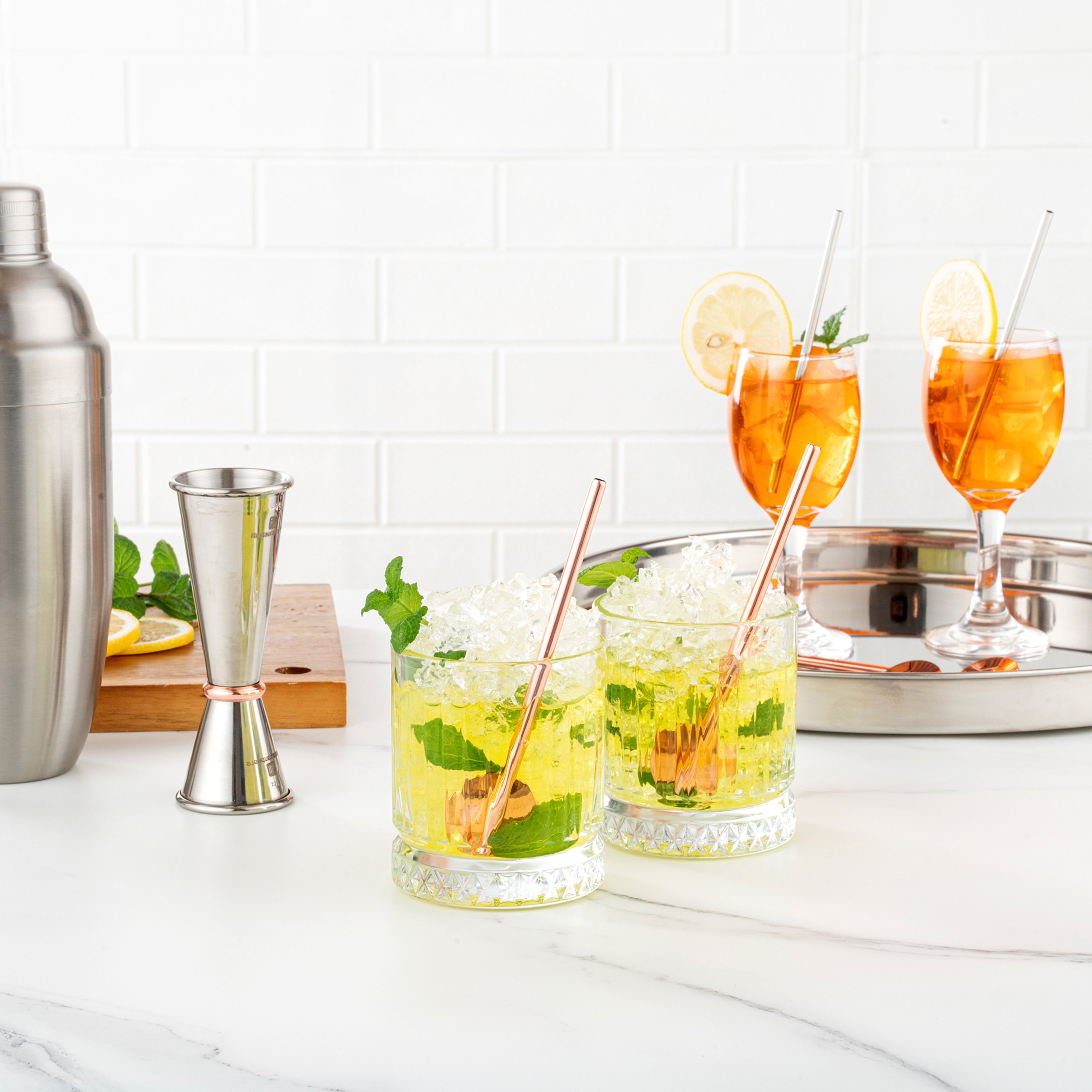 Bar Lux Copper Plated Stainless Steel Julep Spoon Straw - Set of 5 (2 Count Box) - Perfect for Mint Juleps, Cocktails, and Iced Beverages at Parties & Home Bars