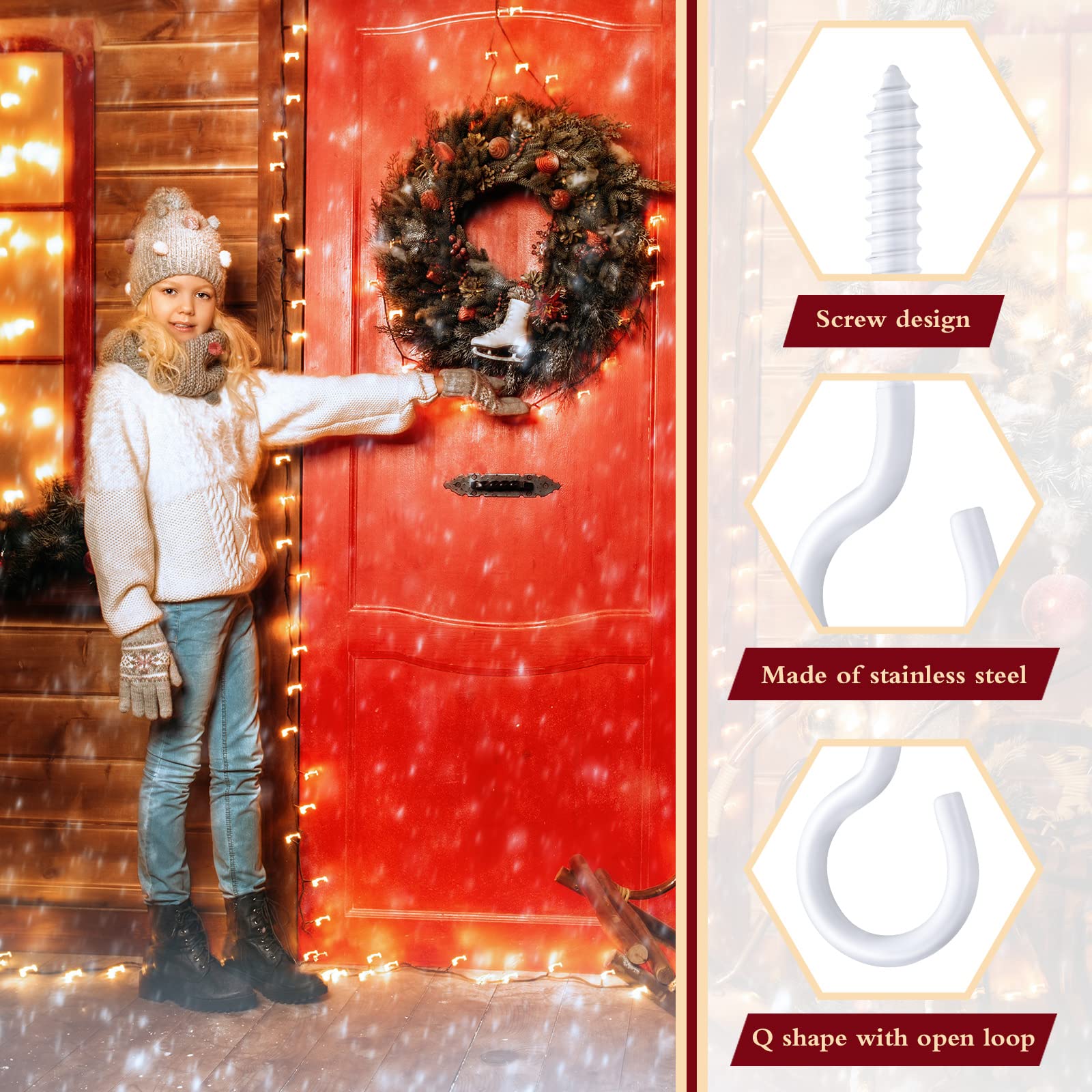 Mudder 30-Piece White Christmas Light Hooks - Outdoor Screw-In Hangers for String Lights, Fairy Lights, LED Decor - Perfect for House, Garage, Party & Holiday Decorations