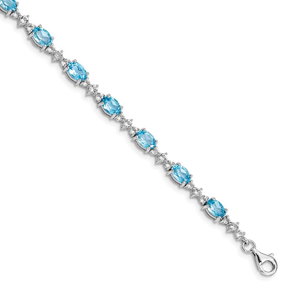 Sterling Silver Rhodium-Plated Blue Topaz Bracelet for Women - Elegant Jewelry Gift for Birthday, Anniversary & Special Occasions