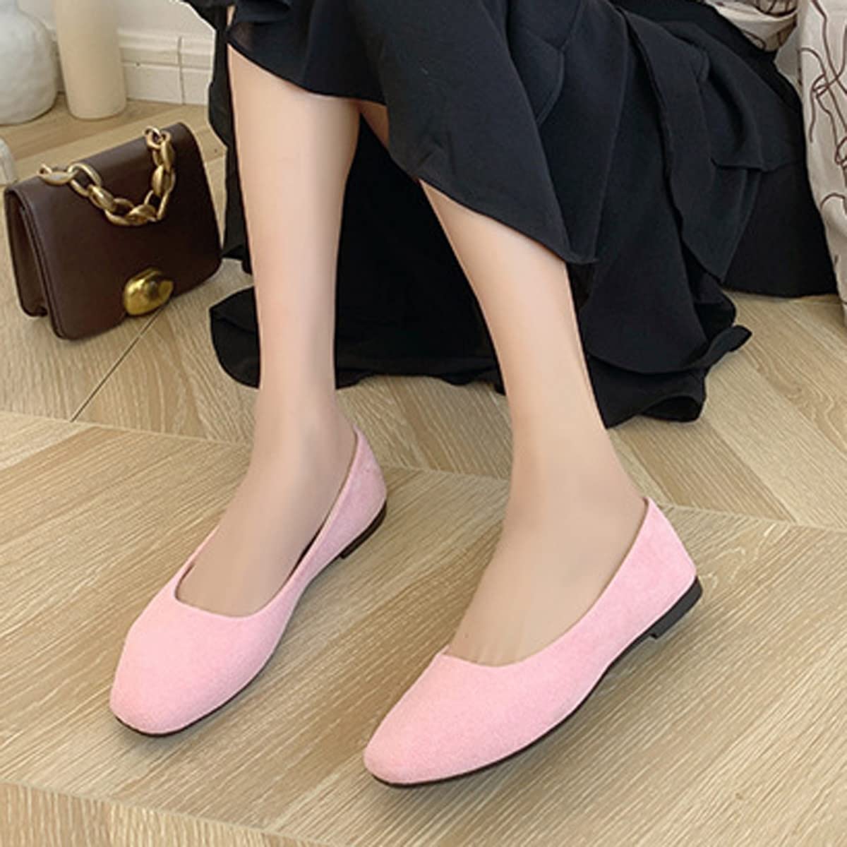 BOLOMEE Women's Faux Suede Summer Casual Dress Flats - Comfortable Outdoor Walking Shoes for Women, Light Pink Size 10 US | Perfect for Beach, Vacation, and Everyday Wear