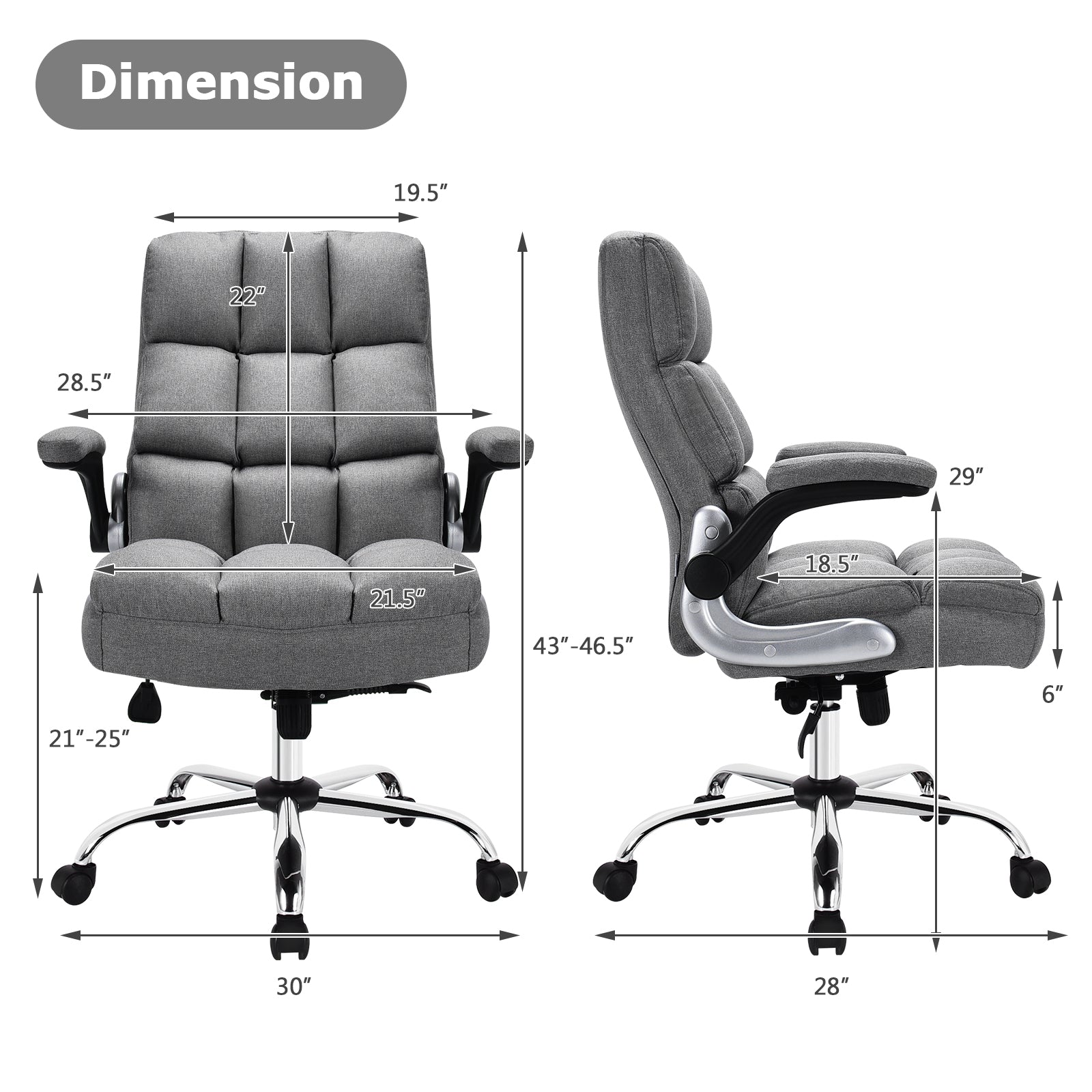 Costway Ergonomic High Back Swivel Office Chair with Flip-Up Arms - Adjustable Lumbar Support for Home & Office Workspace Comfort