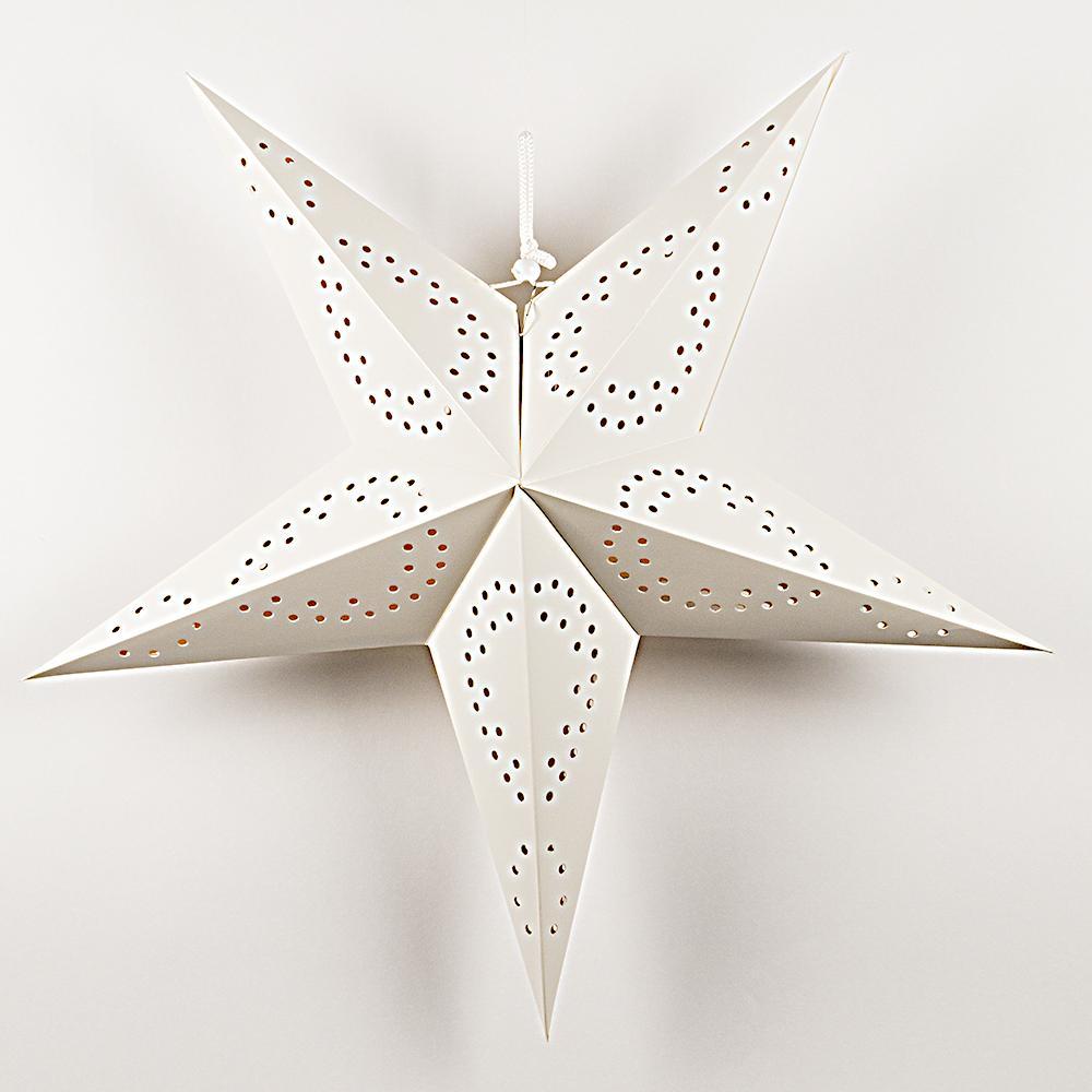26-Pack White Paper Star Lanterns with Cut-Out Dots - Hanging Party Decorations for Weddings, Baby Showers & Home Decor
