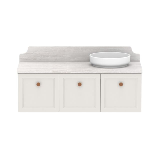 ADP Mabel Wall Mounted Vanity with Cherry Pie Premium Solid Surface Countertop - Modern Bathroom Sink for Small Spaces & Powder Rooms