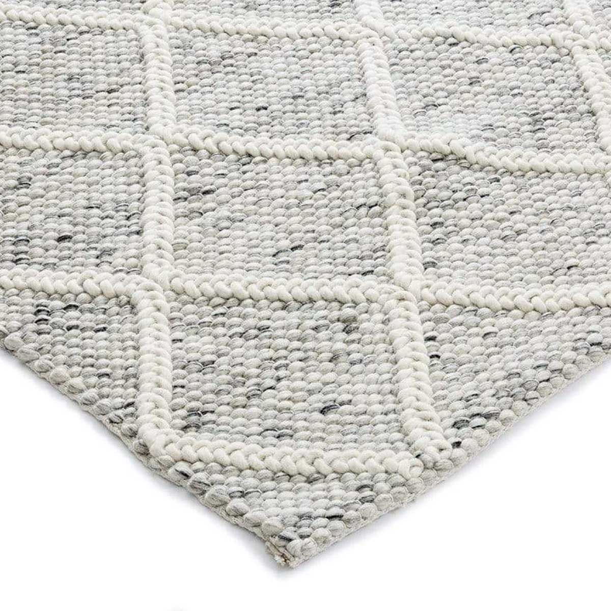 Anja Lattice Wool Rug - Soft Handmade Area Rug for Living Room, Bedroom & Nursery - Eco-Friendly Natural Fiber Home Decor