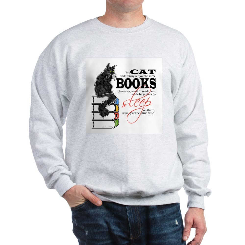 Cat and Books Graphic Sweatshirt - Cozy Pullover for Book Lovers & Cat Enthusiasts - Perfect for Reading, Lounging & Casual Wear