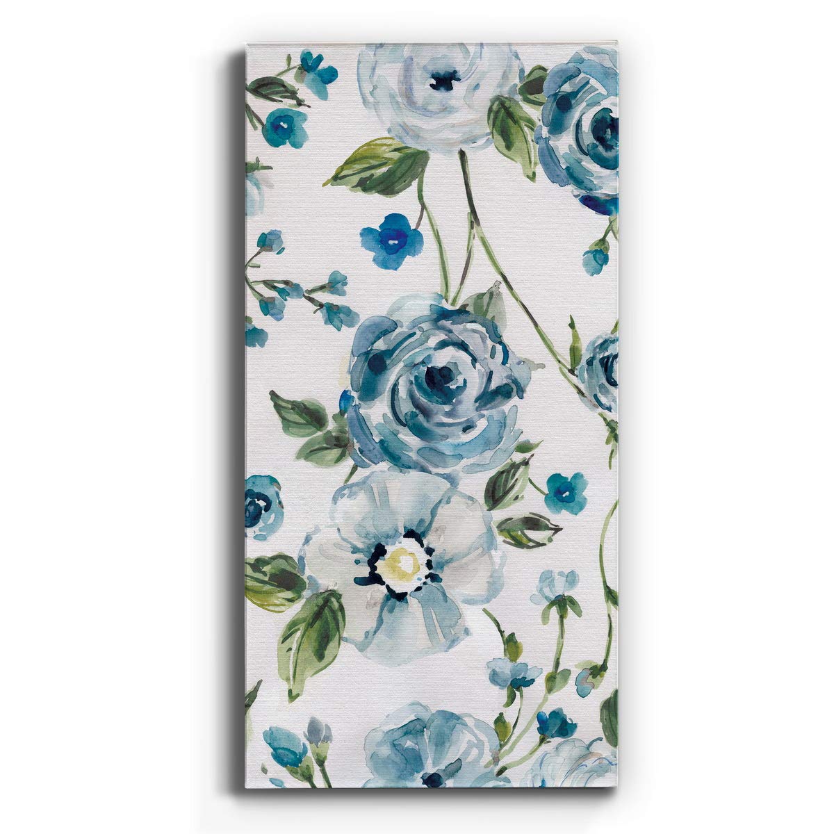 Abstract Blue and White Floral Canvas Wall Art - 8x16 Inch Modern Flower Painting for Bedroom, Living Room, Dining Room, Office & Kitchen Decor | Perfect for Home Wall Decoration & Interior Design