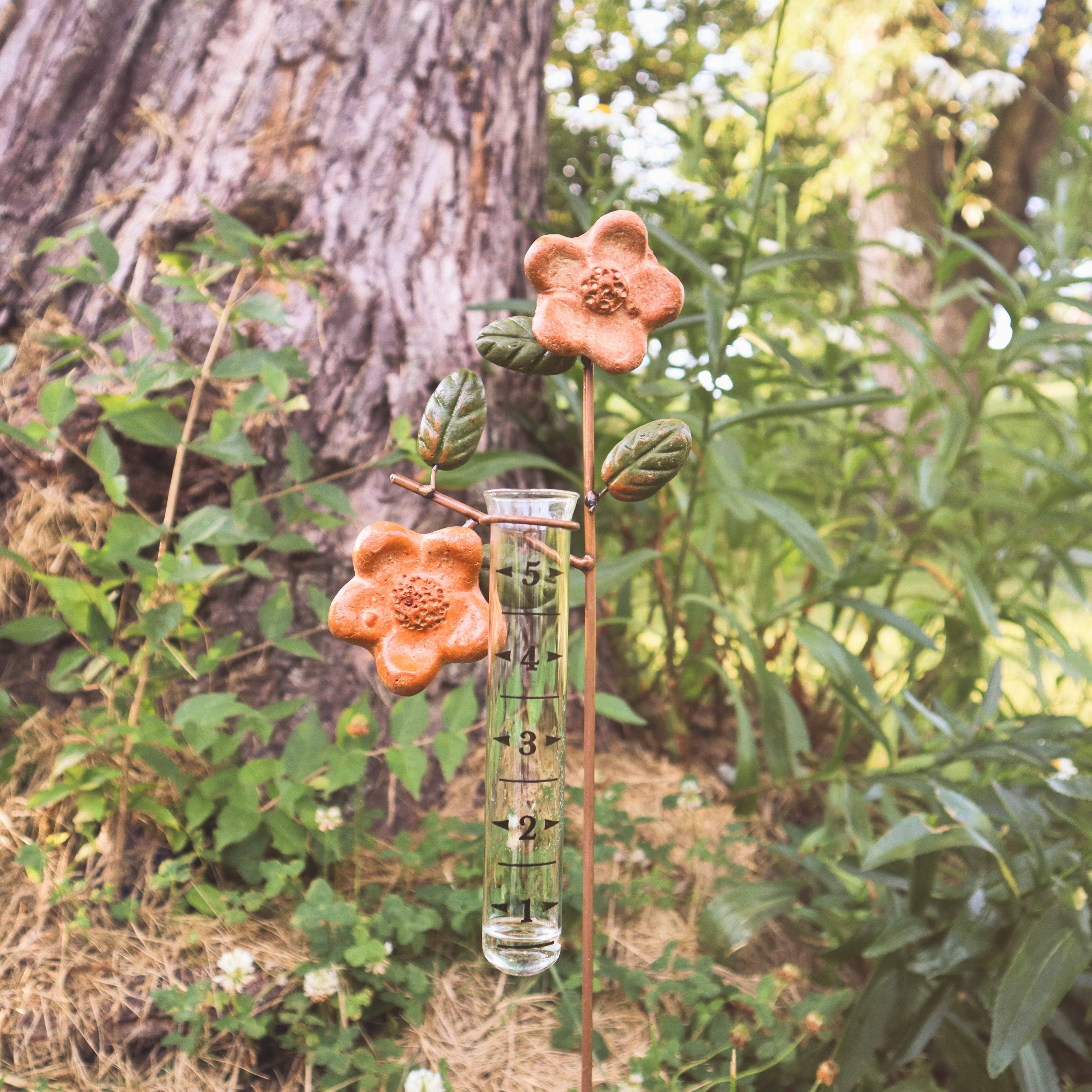 Apple Blossom Rain Gauge - Accurate Outdoor Rainfall Measurement for Garden, Lawn & Weather Enthusiasts | Perfect for Backyard, Farm & Weather Station Use