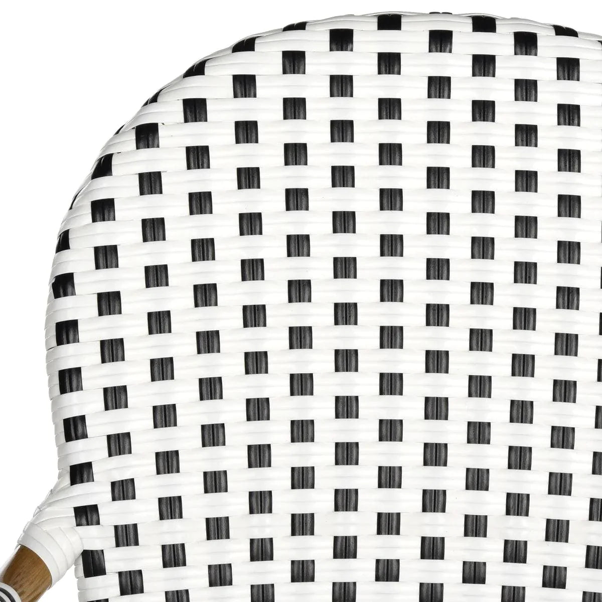 Black and White Stacking Bistro Armchair - Lightweight Outdoor Dining Chairs for Patio, Cafe, Restaurant & Garden - Stackable Metal Frame with Comfortable Seat