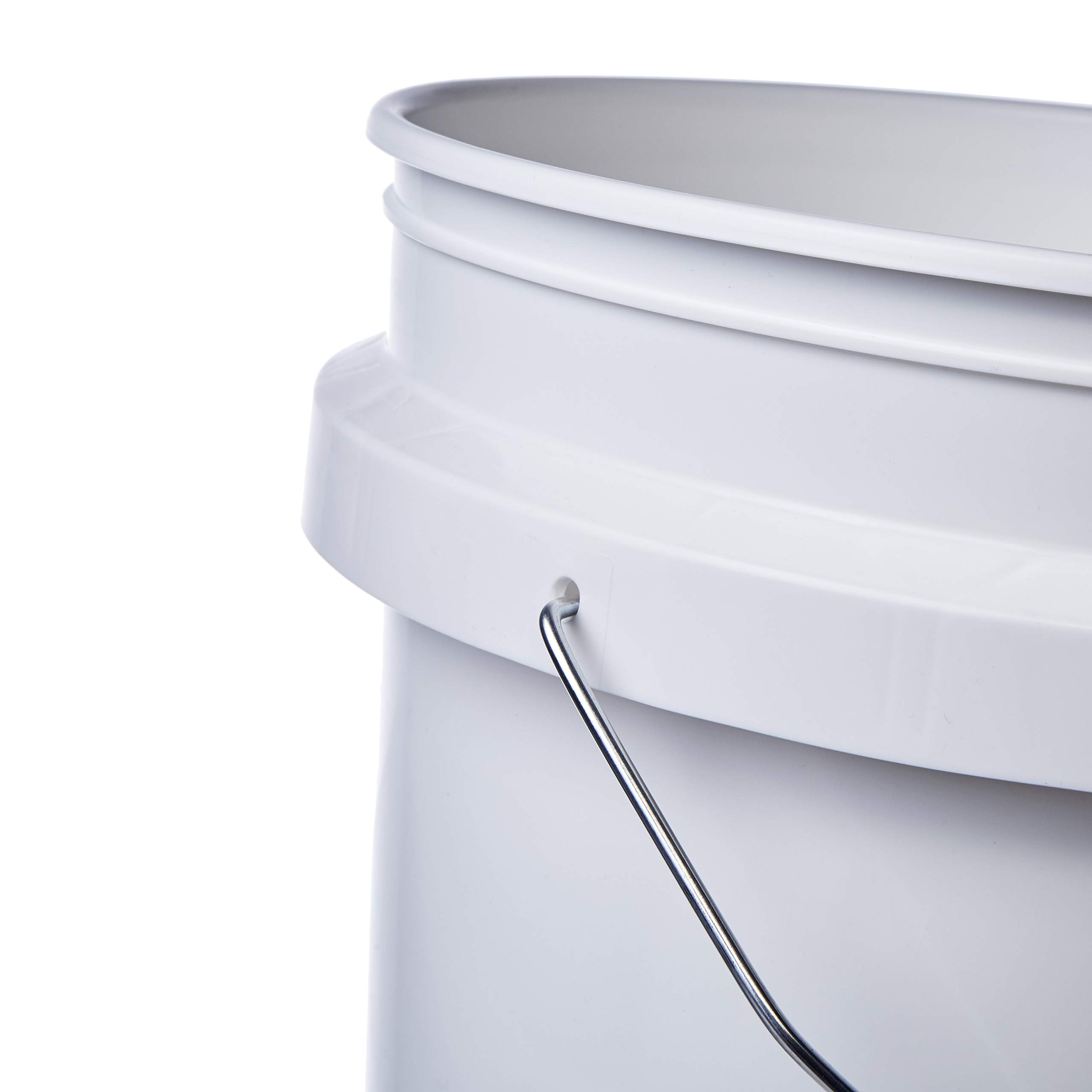 5 Gallon White Food Grade Buckets with Handle & Gamma Seal Lids - BPA Free HDPE Storage Pails - Durable Plastic Containers for Food Storage, Home Brewing, Gardening & DIY Projects - Made in USA (6 Pack, Green Lids)