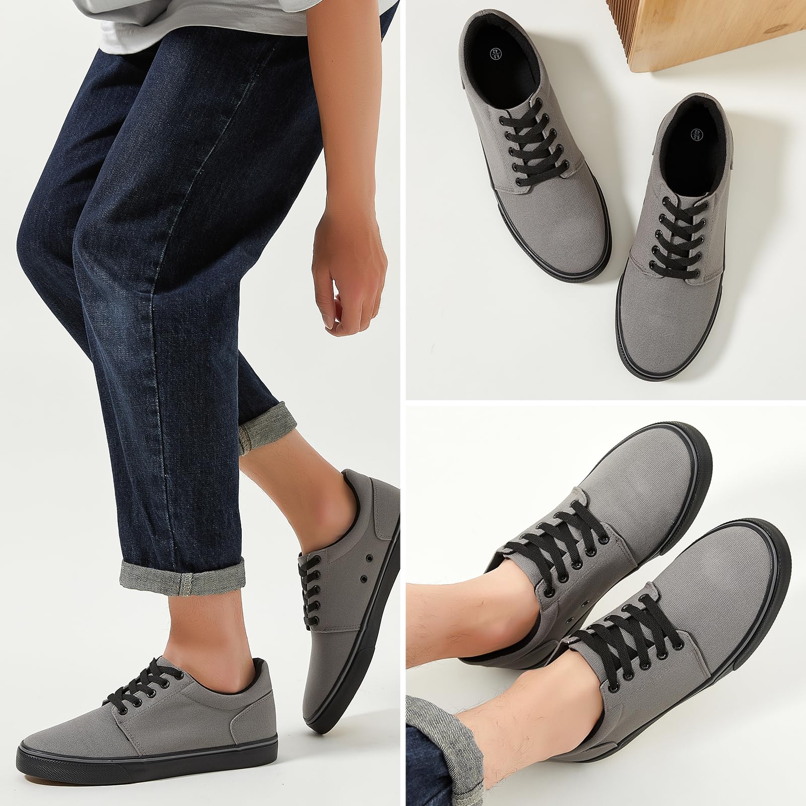 **Men's Classic Canvas Sneakers - Low Top Lace-Up Comfortable Skate Casual Shoes for Everyday Wear & Street Style**    *Use Scenarios: Perfect for casual outings, skateboarding, streetwear fashion, and everyday comfort.*