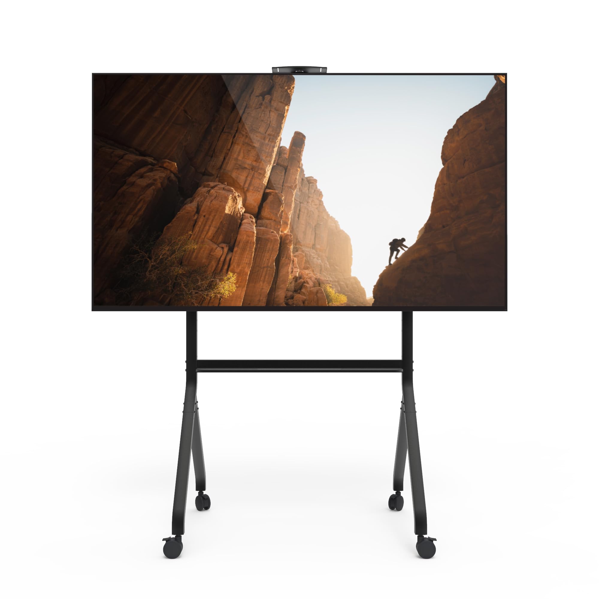 Heavy Duty Adjustable TV Stand Cart for 55-100 Inch Screens - Rolling AV Media Cart with Tray & Camera Shelf, Supports 200 lbs (90.9kg) & VESA 200x200 to 900x600 - Perfect for Home Theater, Classroom, or Office Presentations