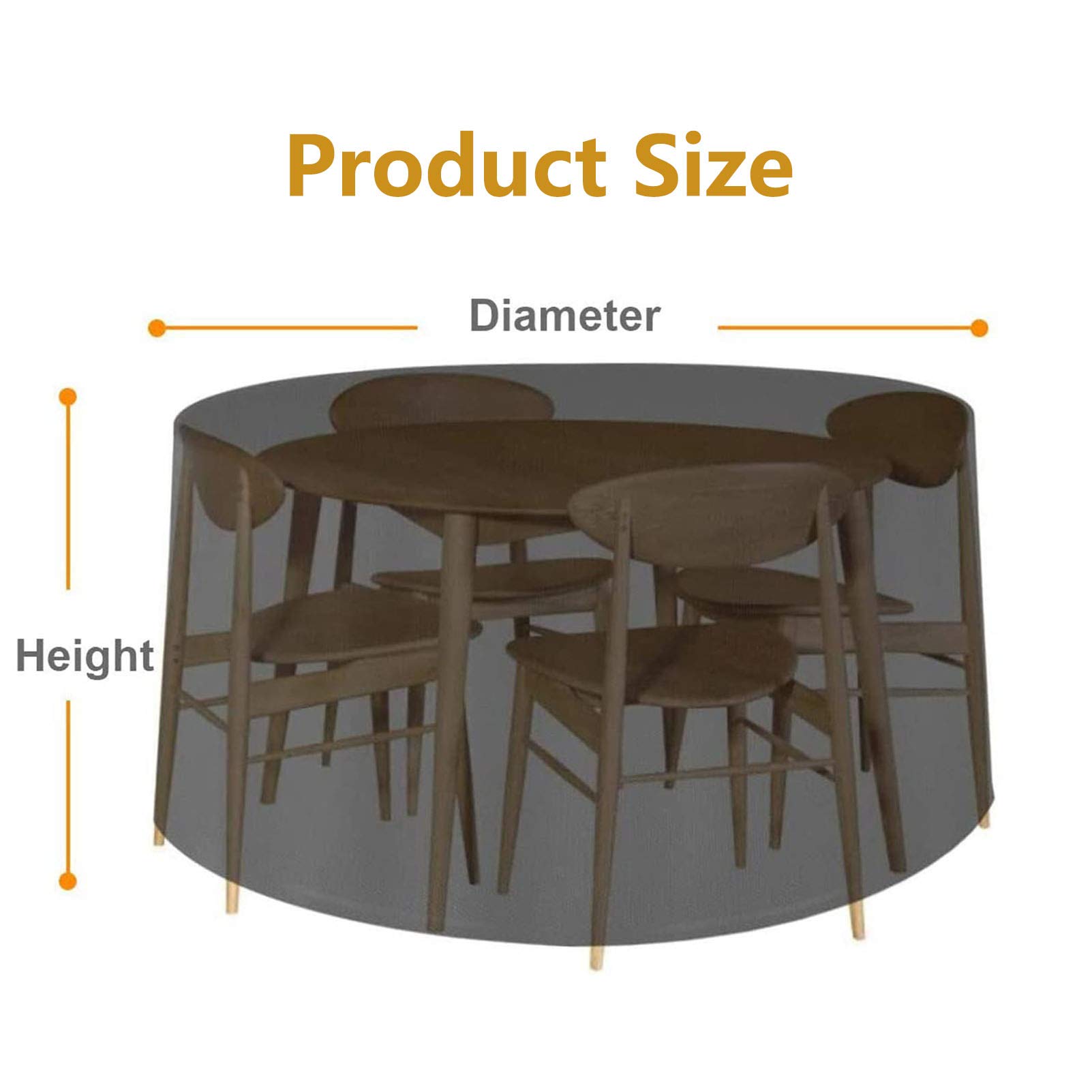 Heavy Duty 90x38 Inch Round Waterproof Garden Table Cover - 420D Oxford Fabric, UV Resistant Patio Furniture Protection for Outdoor Use - Perfect for Picnics, BBQs, and Backyard Gatherings
