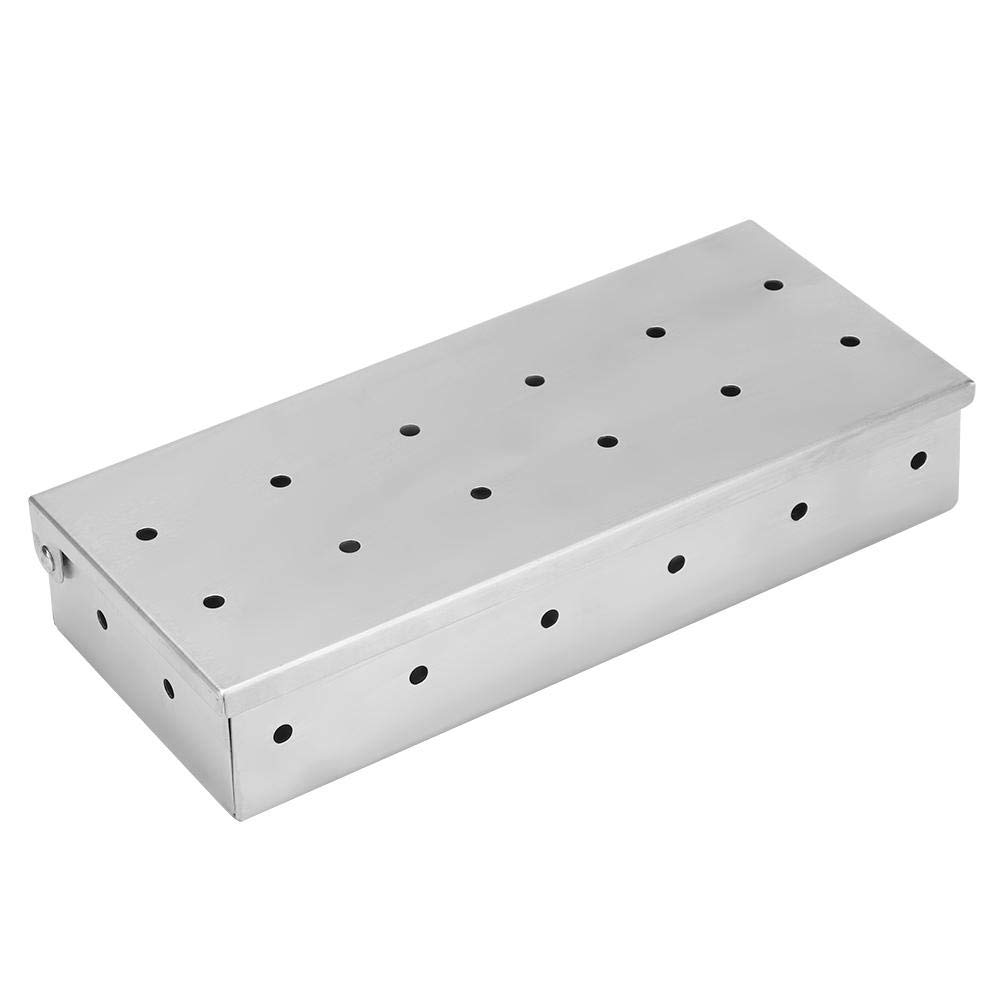 Premium 430 Stainless Steel BBQ Smoker Box for Wood & Charcoal - Heavy Duty Grill Accessory for Smoking Meats, Fish & Vegetables - Perfect for Backyard Grilling, Camping & Outdoor Cooking