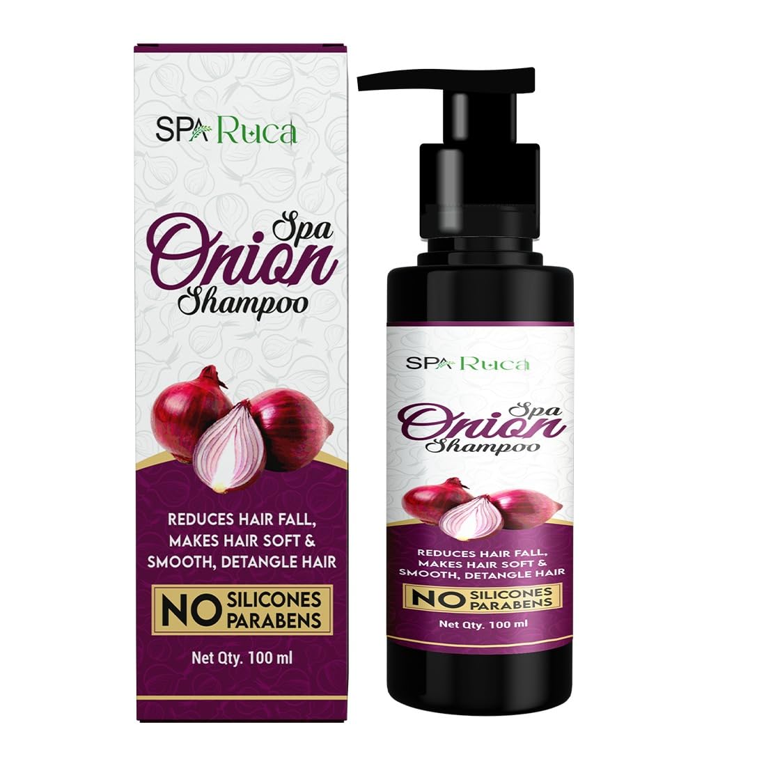 Ruca Onion Shampoo for Hair Growth & Fall Control - 100ml Sulfate-Free Formula for All Hair Types (Men & Women) | Promotes Thicker, Healthier Hair - Ideal for Daily Use & Scalp Care