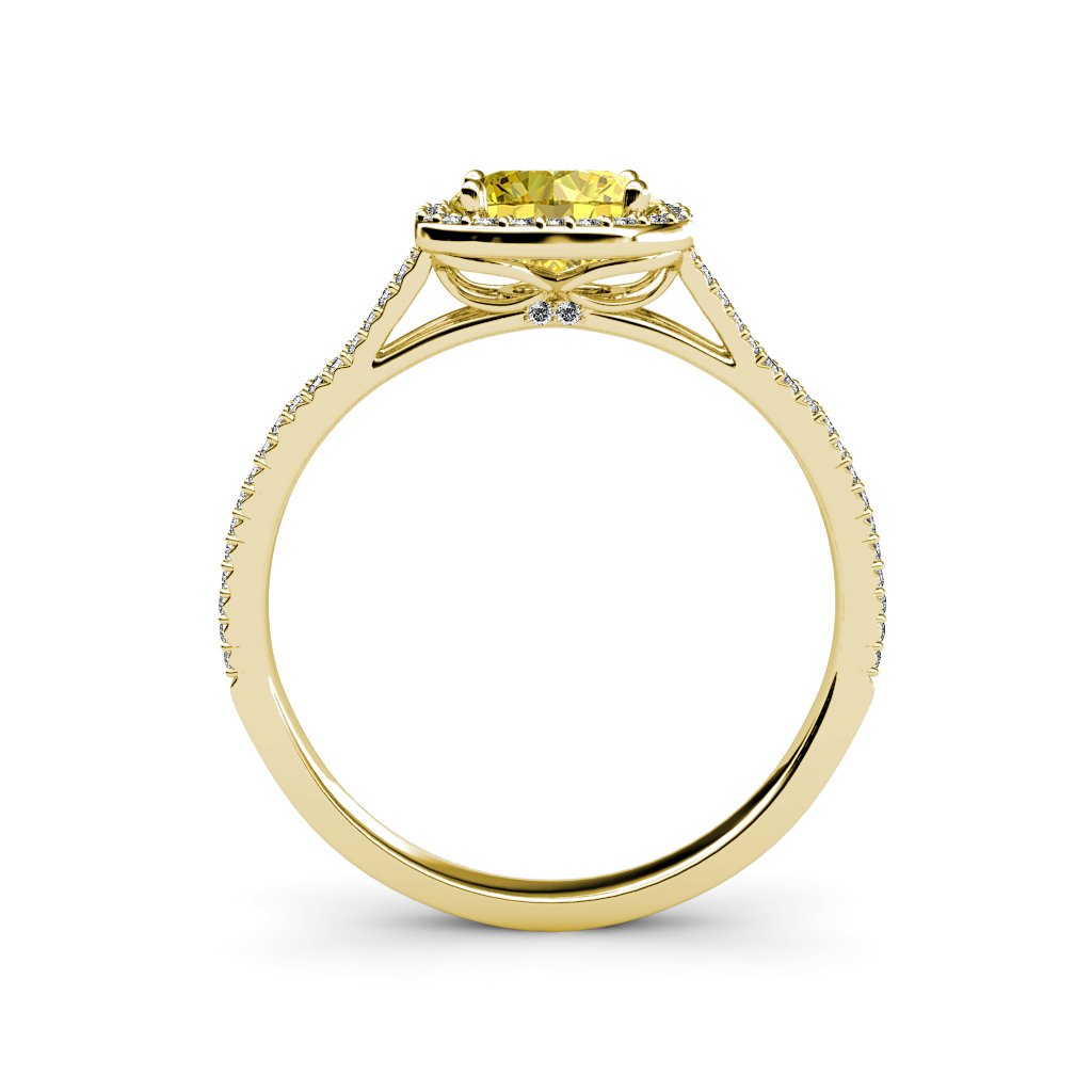 14K Yellow Gold Yellow Sapphire & Diamond Halo Ring (1.20ctw) for Engagement